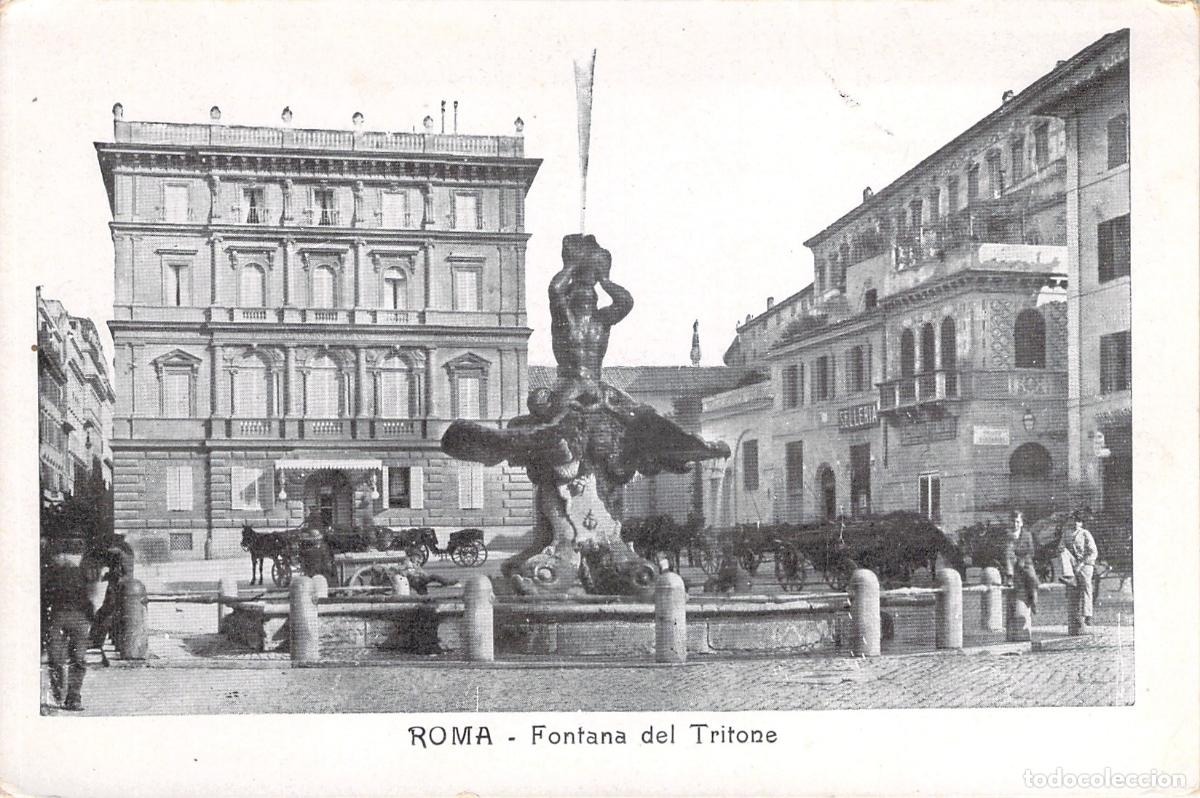 Postales: Postal de la Fontana del Tritone en Roma