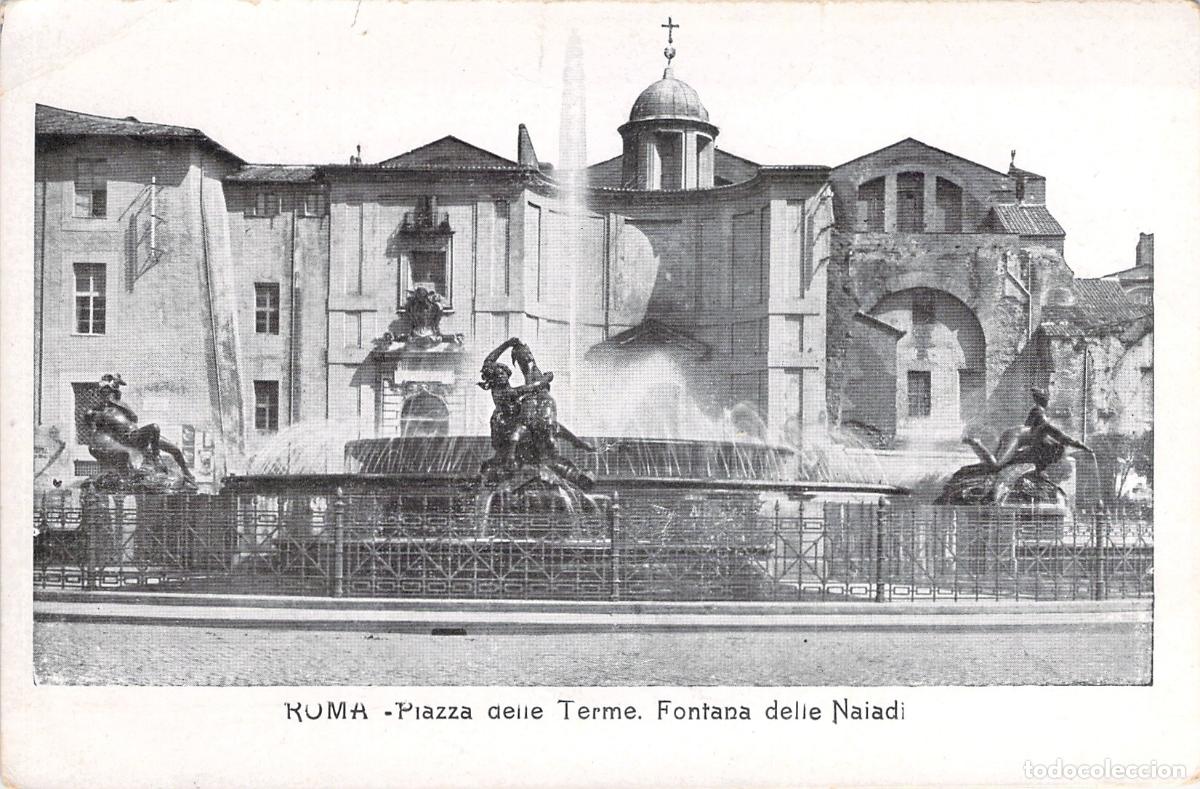 Postales: Postal de Roma Fontana delle Naiadi en Piazza delle Terme