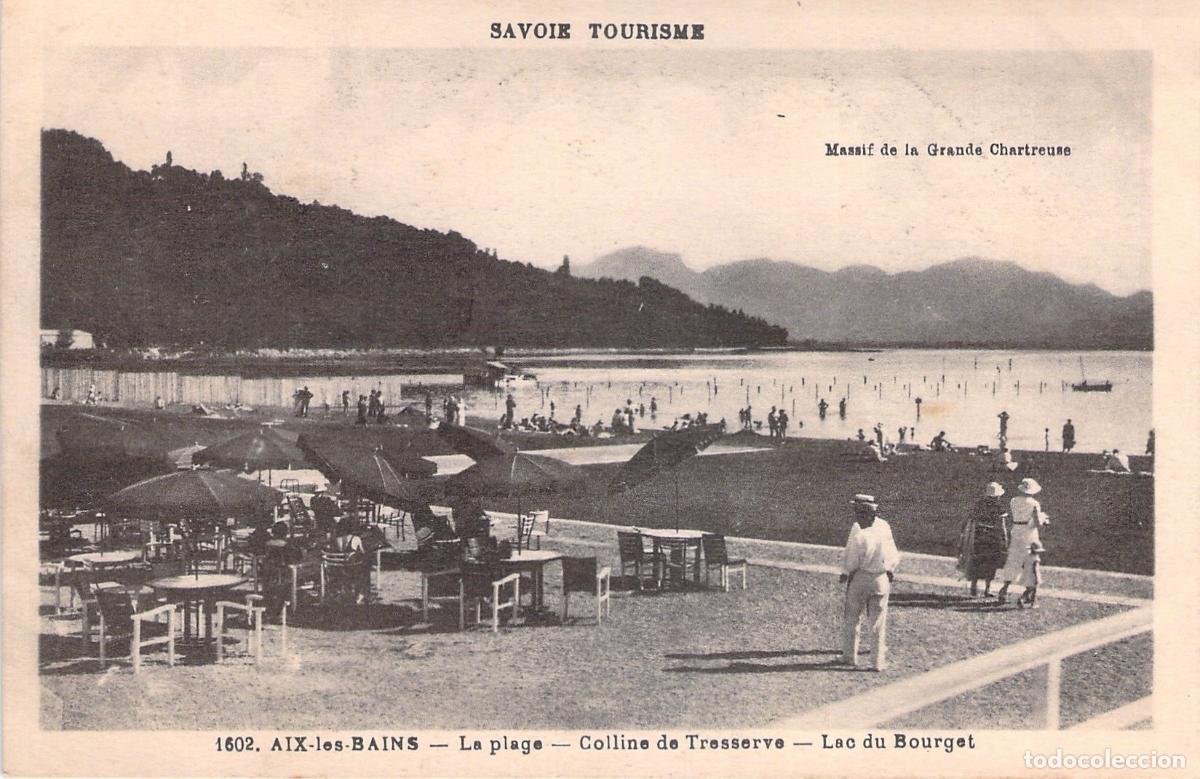 Postales: Postal de Aix-les-Bains, Lac du Bourget y Playa de Tresserve