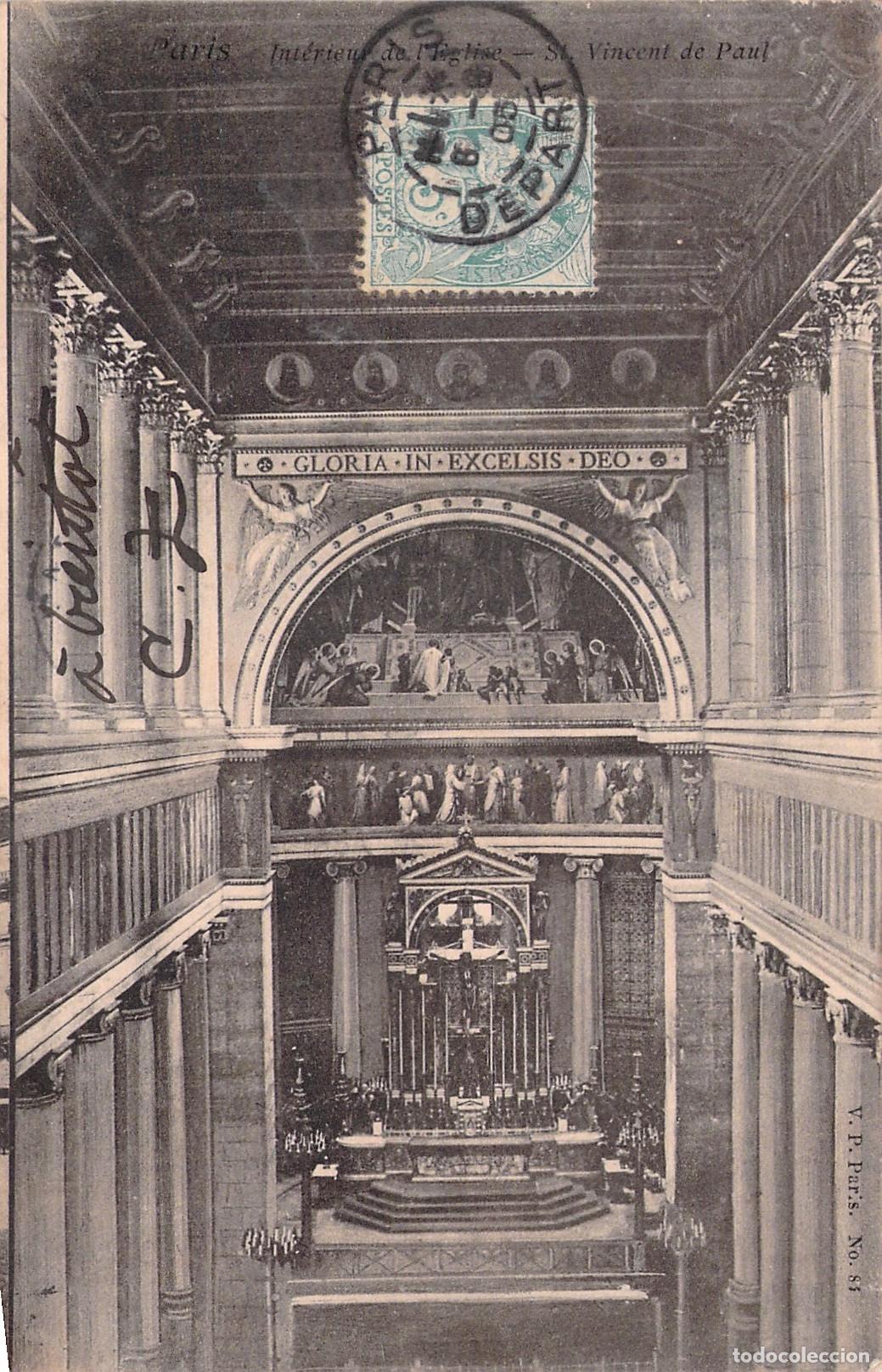 Postales: Postal de interior de la Iglesia de San Vicente de Pa&uacute;l en Par&iacute;s