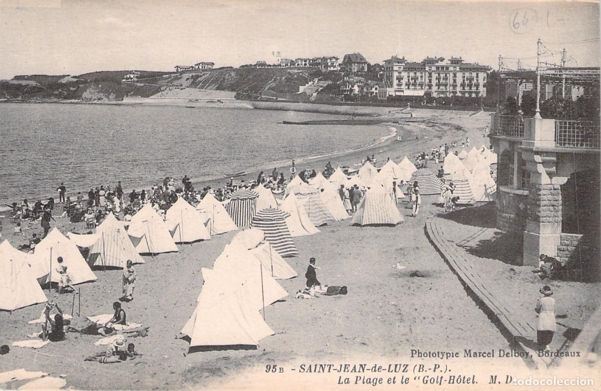 Postales: Postal de la playa y el Golf-Hotel en Saint-Jean-de-Luz