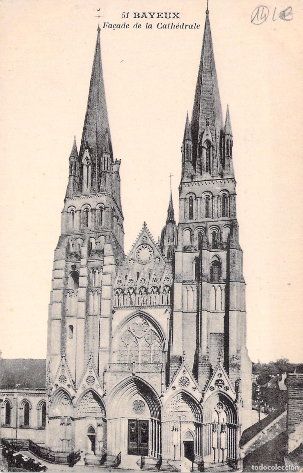 Postales: Postal de la Fachada de la Catedral de Bayeux en Francia
