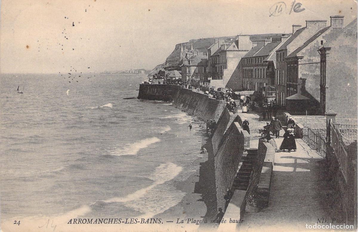 Postales: Postal de Arromanches-les-Bains, playa de Normand&iacute;a