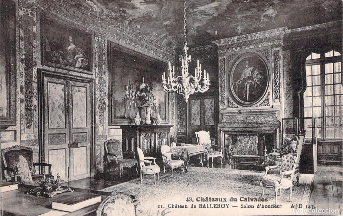 Postales: Postal del Sal&oacute;n de Honor del Castillo de Balleroy en Francia