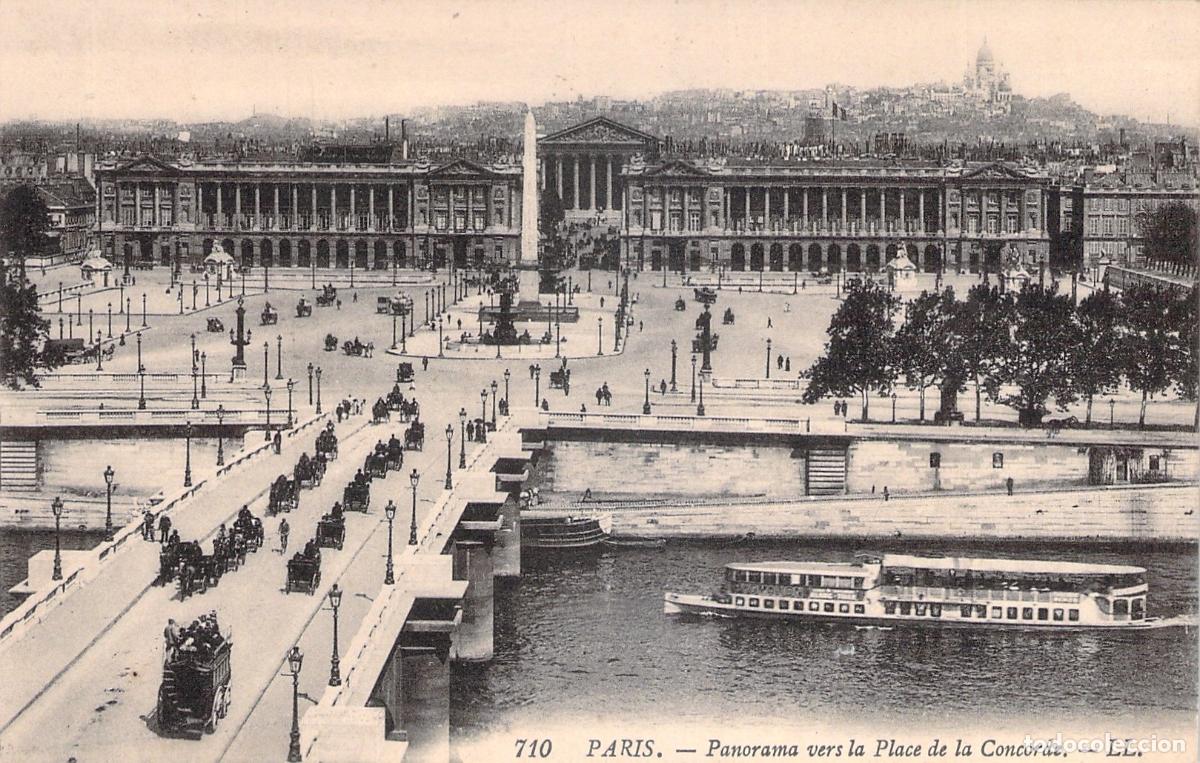 Postales: Postal de Paris: Vista panor&aacute;mica de la Place de la Concorde