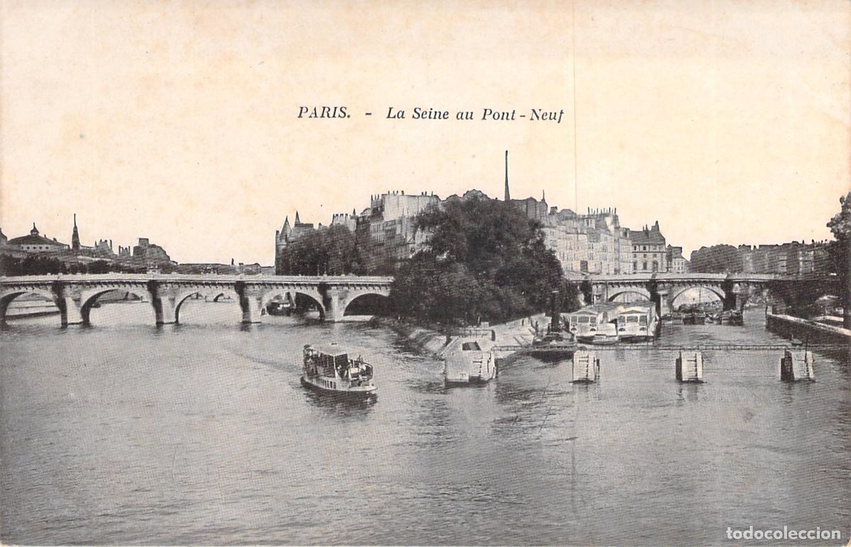 Postales: Postal de Par&iacute;s con el puente Pont-Neuf y el r&iacute;o Sena