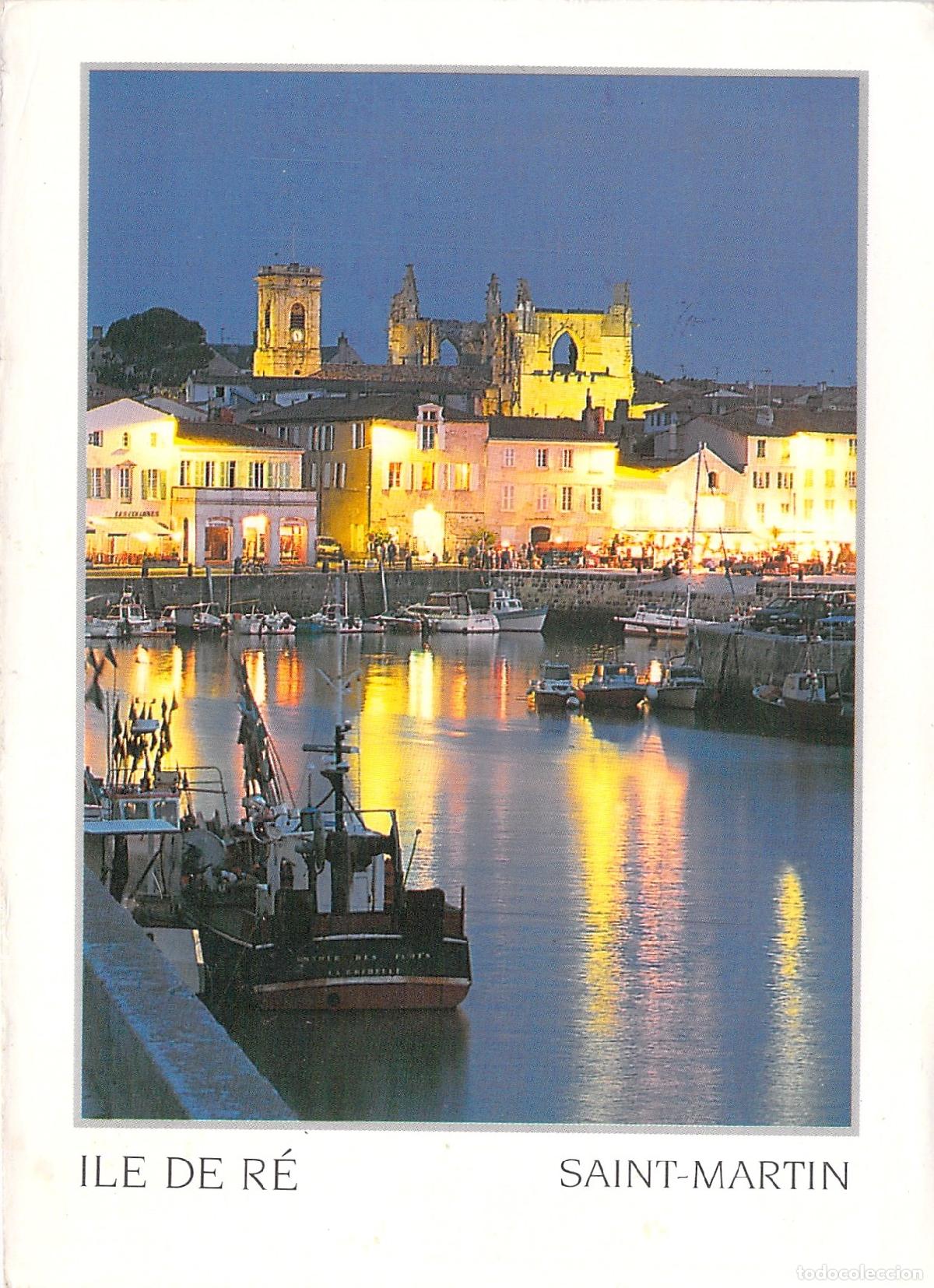 Postales: Postal de Saint-Martin-de-R&eacute; Puerto Nocturno Francia