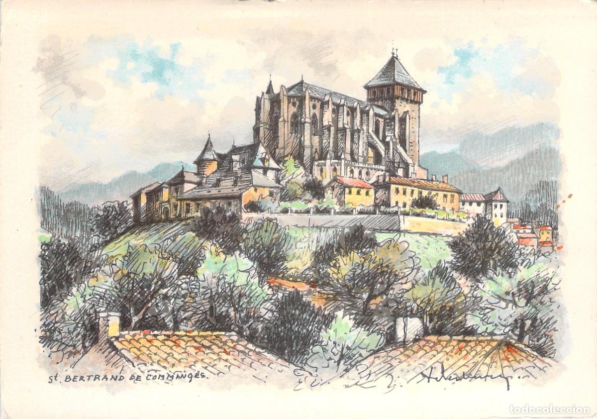 Postales: Postal de St-Bertrand de Comminges, Francia, Ilustraci&oacute;n de la Catedral