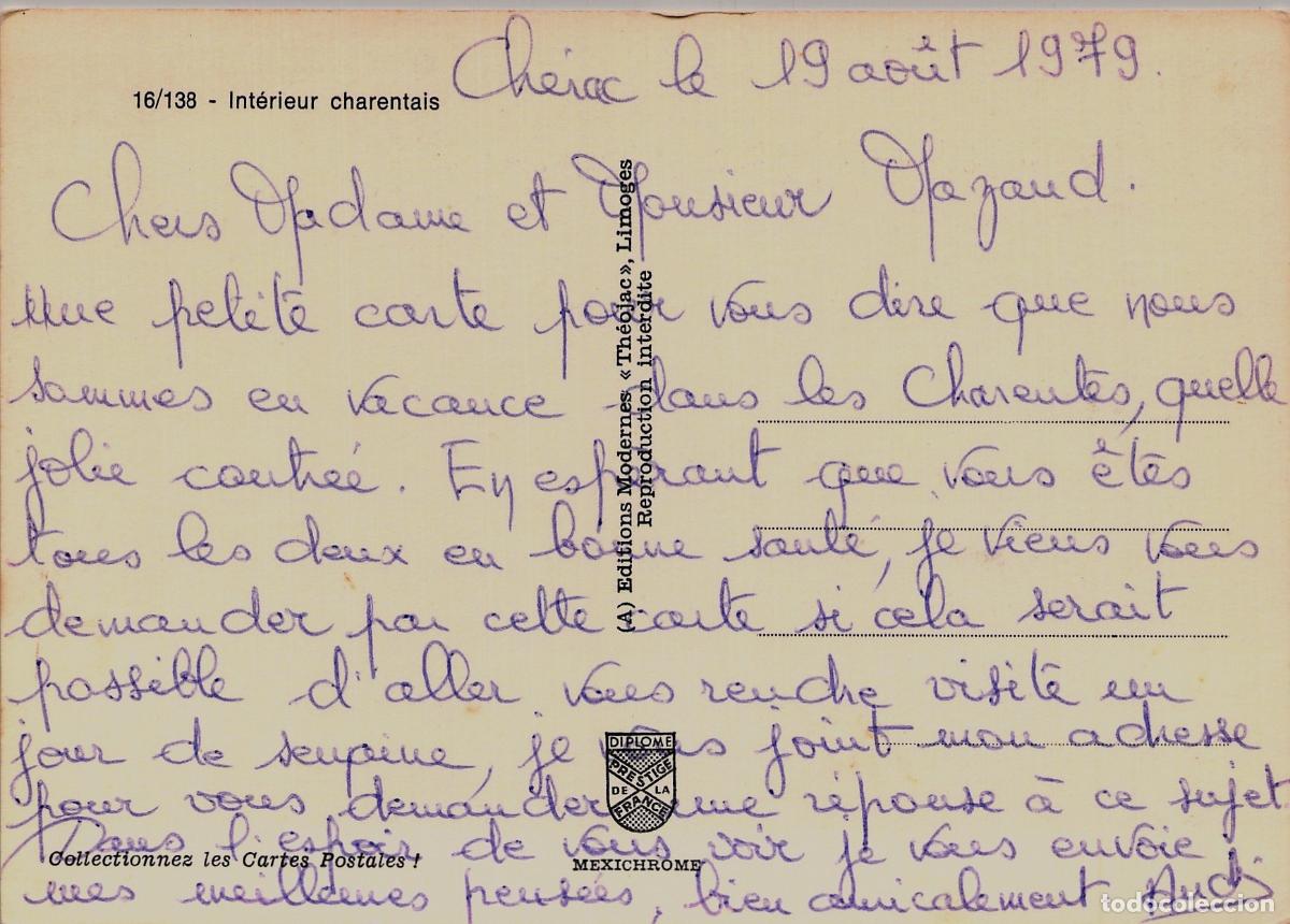 Postales: Postal de interior tradicional en Ch&eacute;irac, Francia - Foto 2