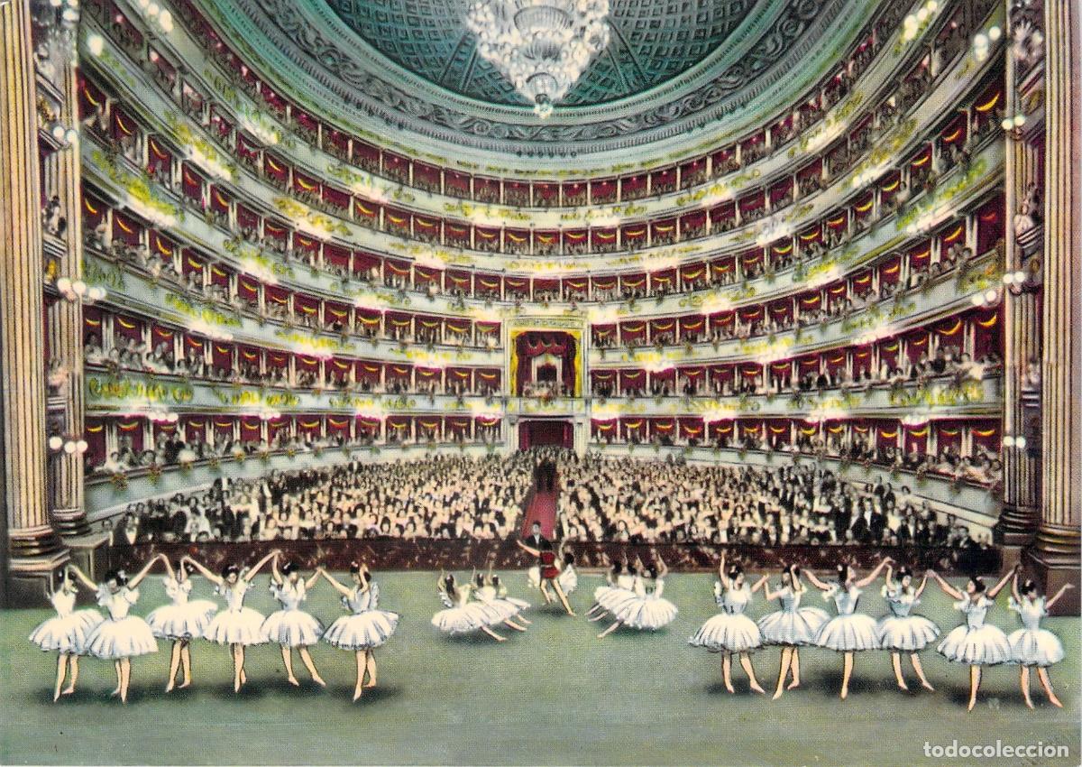 Postales: Postal del interior del Teatro alla Scala de Mil&aacute;n