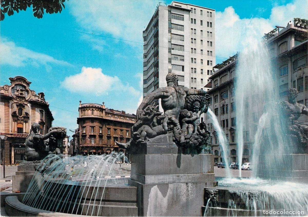Postales: Postal de Tur&iacute;n, Italia, Plaza Solferino y Fuente Angelica