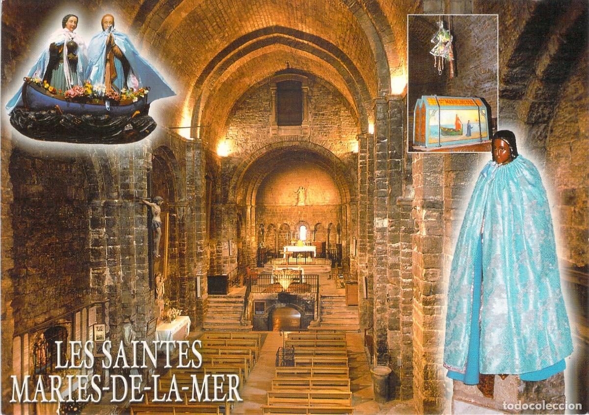 Postales: Postal de la iglesia de Les Saintes-Maries-de-la-Mer en Camarga