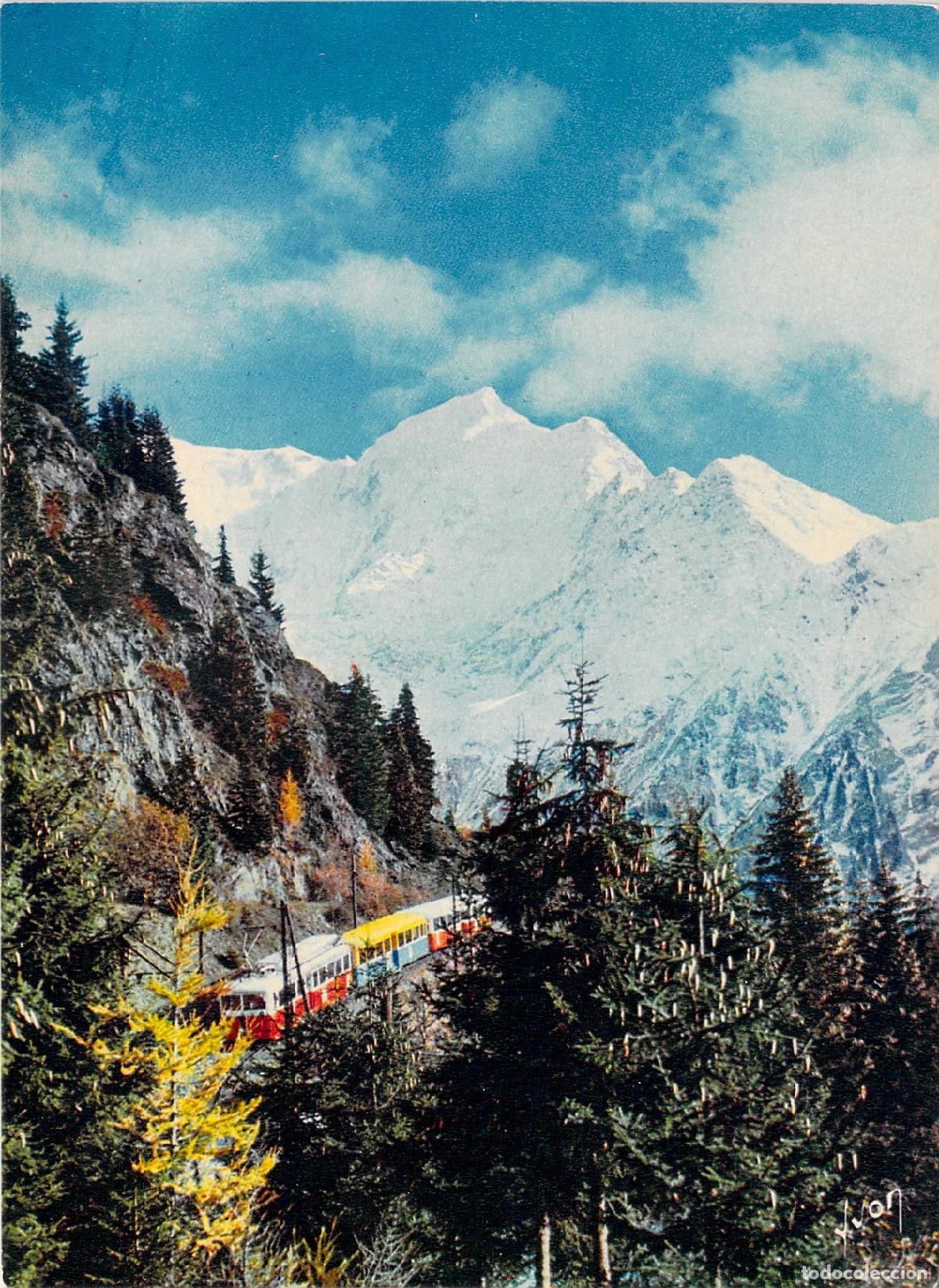 Postales: Postal de tranv&iacute;a en el Macizo del Mont Blanc, Francia