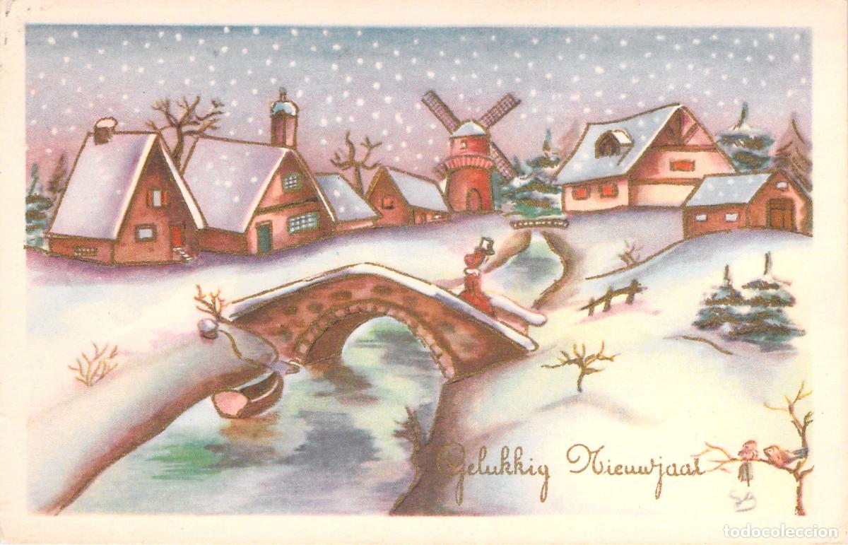 Postales: Postal de Feliz A&ntilde;o Nuevo con Paisaje Invernal de B&eacute;lgica