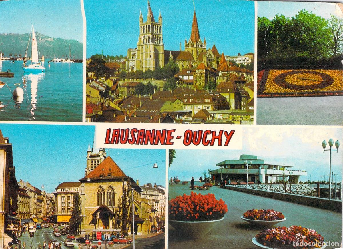 Postales: Postal de Lausanne-Ouchy con Vistas Panor&aacute;micas y Catedral