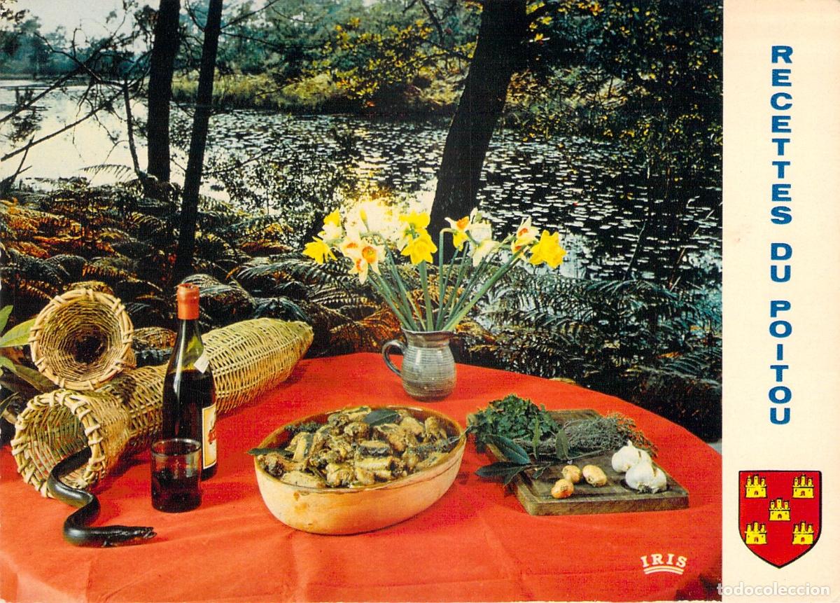 Postales: Postal de receta tradicional de Matelote d'Anguilles del Poitou