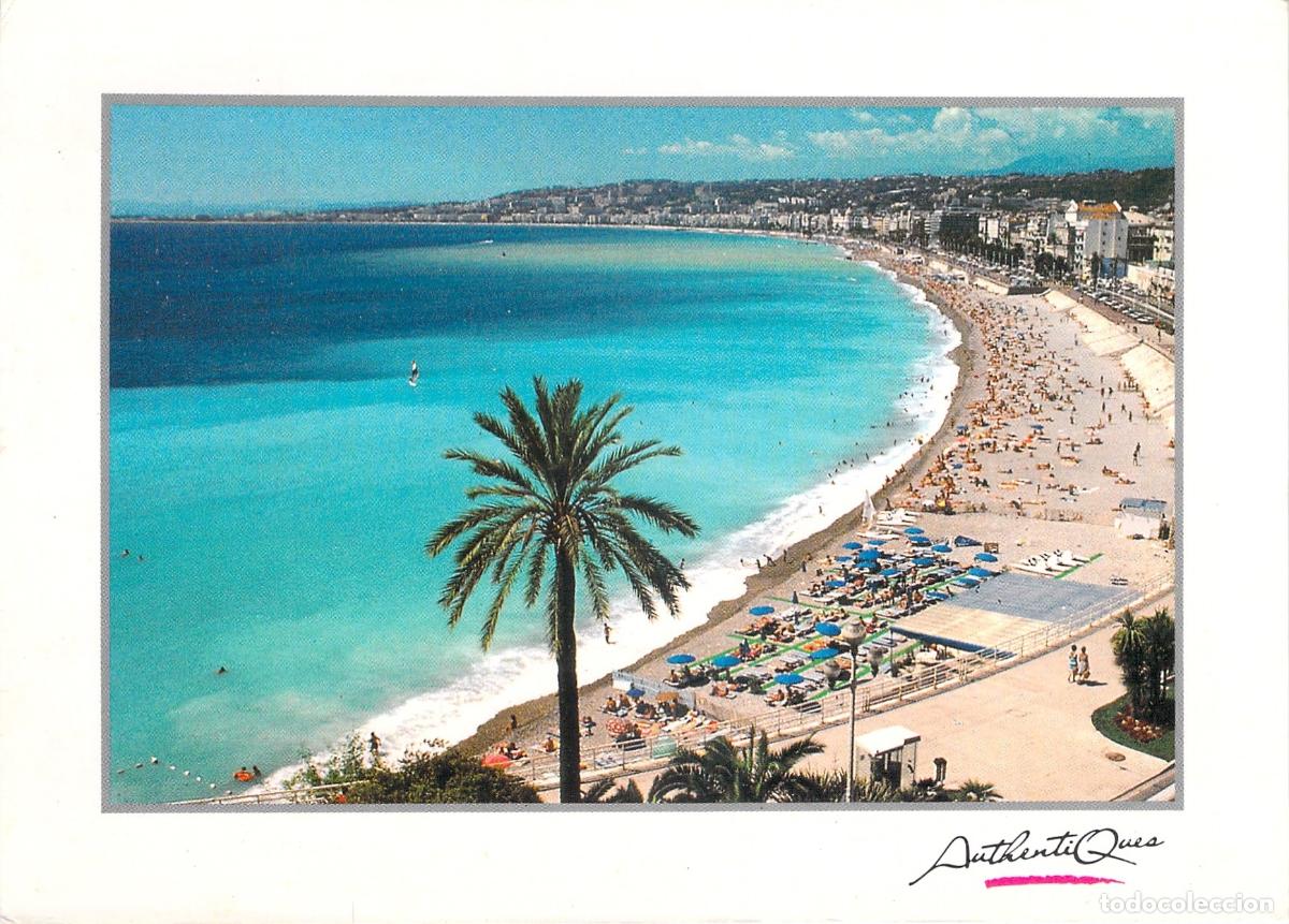 Postales: Postal de la Playa Promenade des Anglais en Niza, Francia