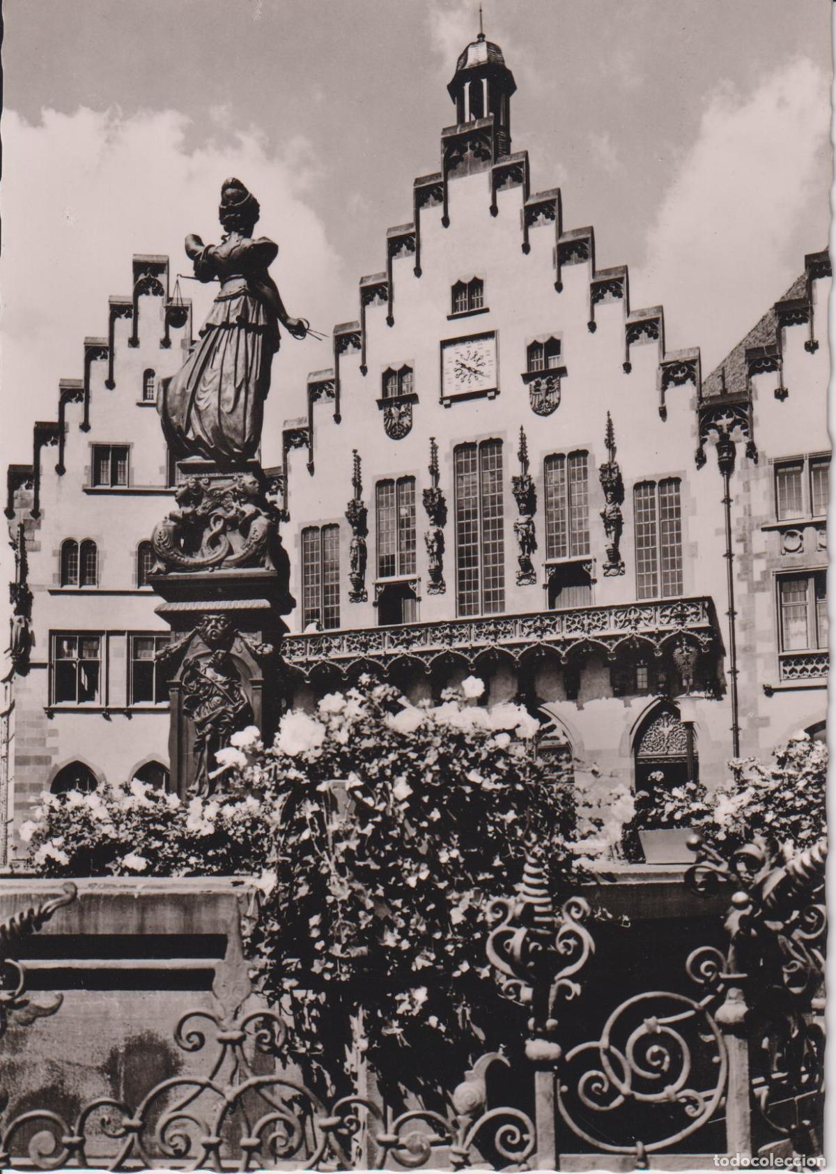 Postales: ALEMANIA, FRANKFURT DE MAIN, AYUNTAMIENTO DE R&Ouml;MER Y LA FUENTE DE LA JUSTICIA - ECHT FOTO 5333 - SC