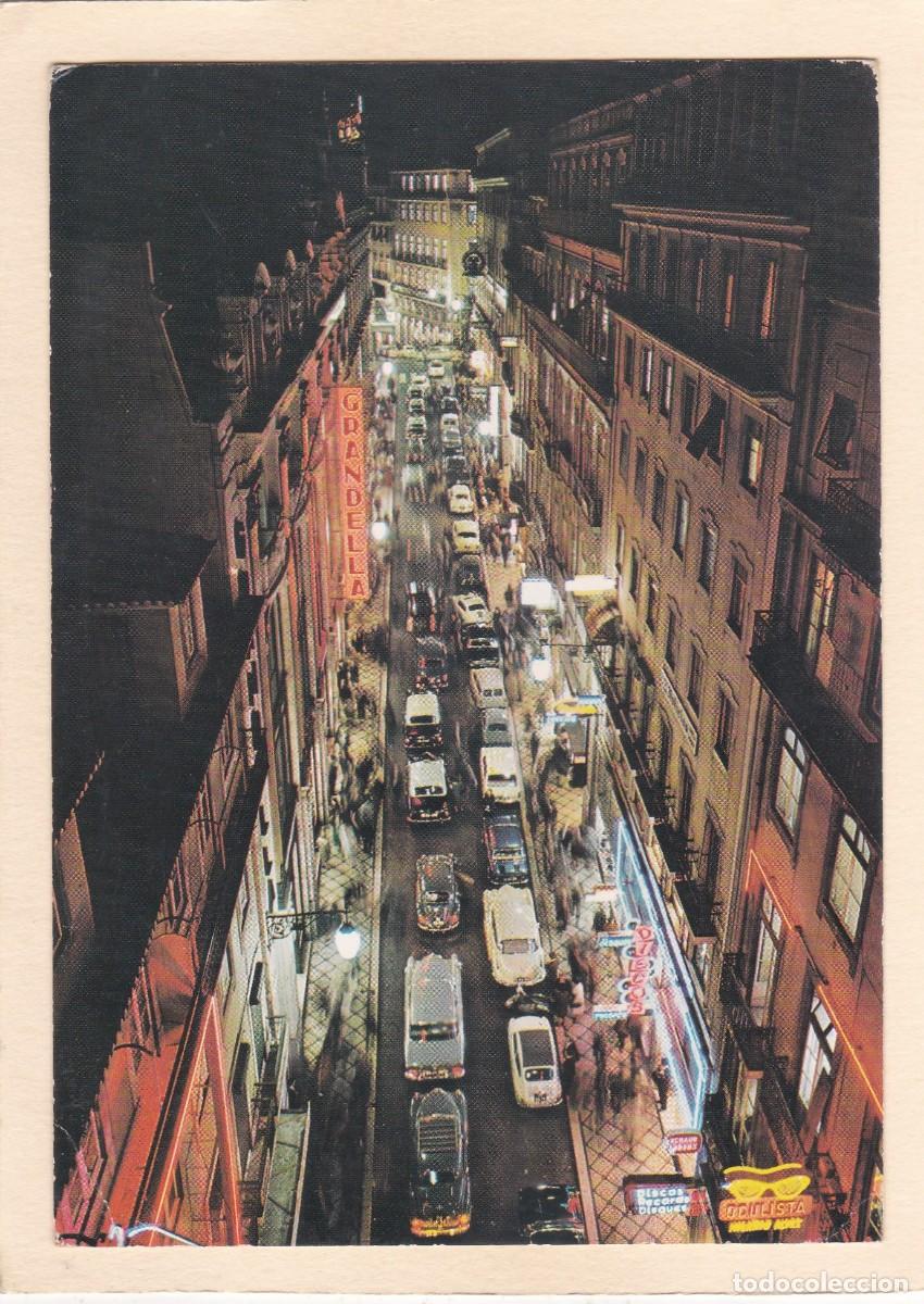Postales: LISBOA (PORTUGAL). RUA DO CARMO (CHIADO) A NOITE - COCHES DE &Eacute;POCA