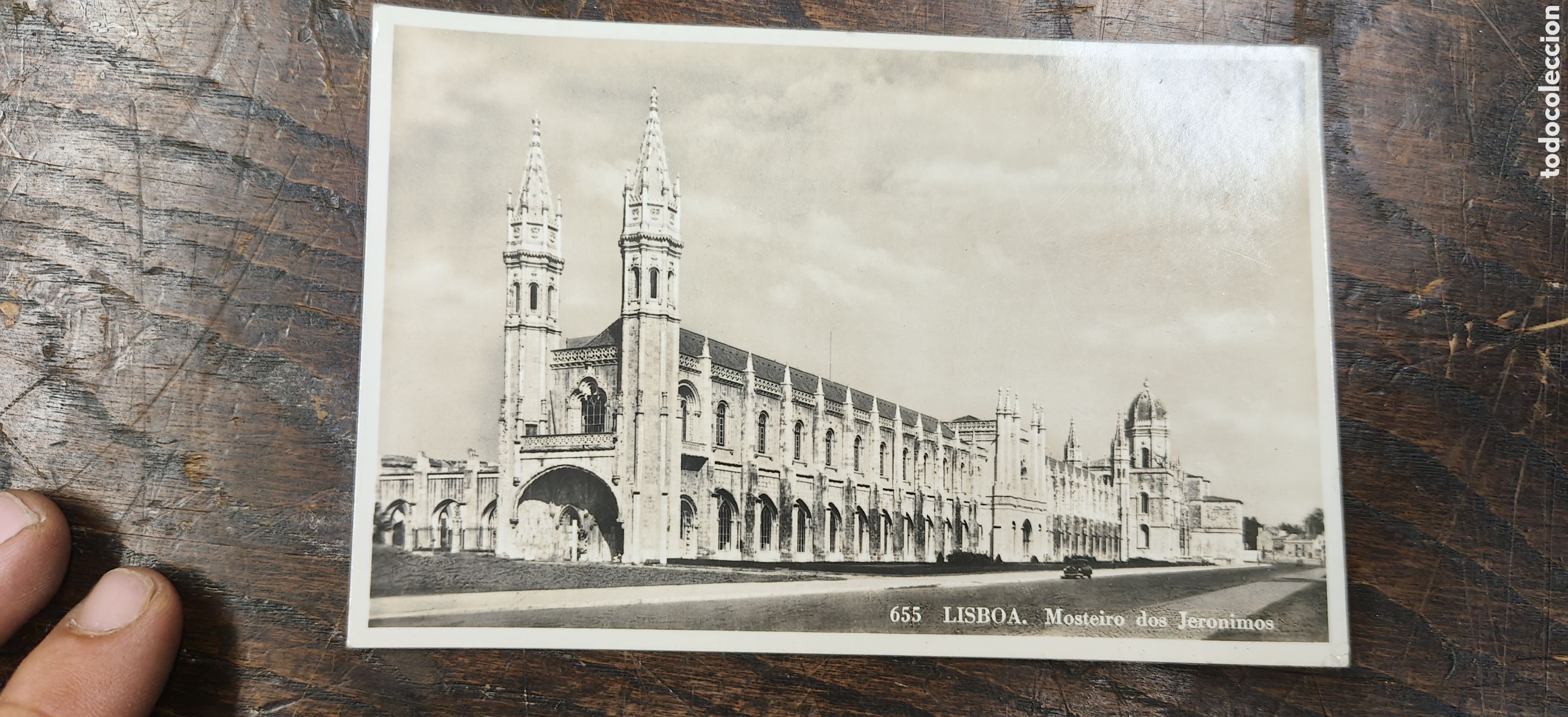 Postales: Postal Antigua Lisboa 1963 - Mosteiro dos Jer&oacute;nimos - Circulada a La Coru&ntilde;a - Sello Portugal 1$00 -