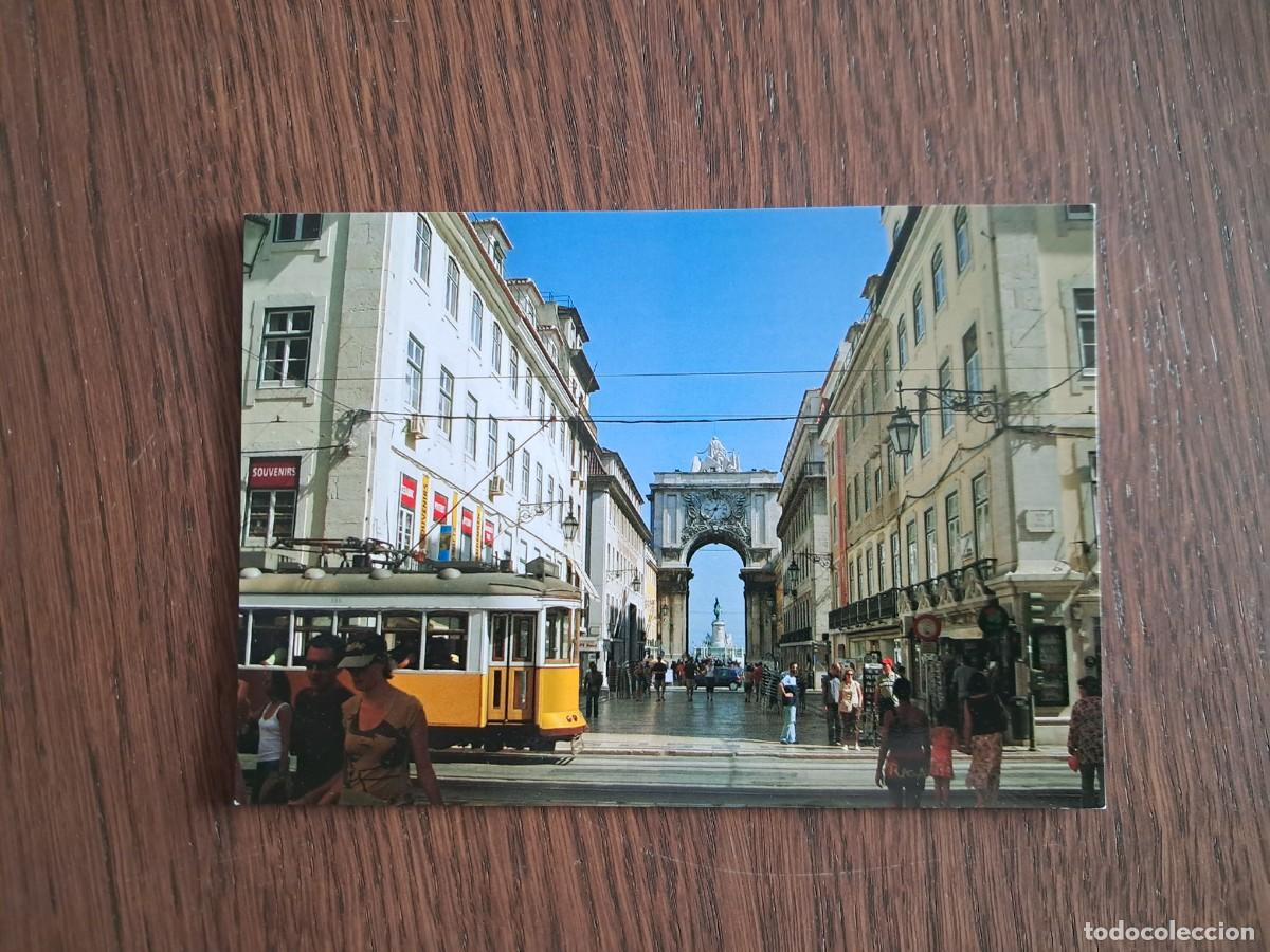 Postales: postal de Portugal, Baixa, rua Augusta, Lisboa. tranv&iacute;a.