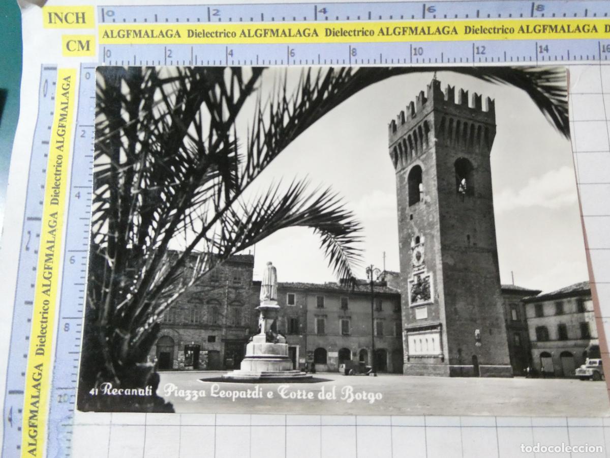 Postales: ANTIGUA POSTAL DE ITALIA. RECANATI PIAZZA LEOPARDI E TORRE DEL BORGO. 2902
