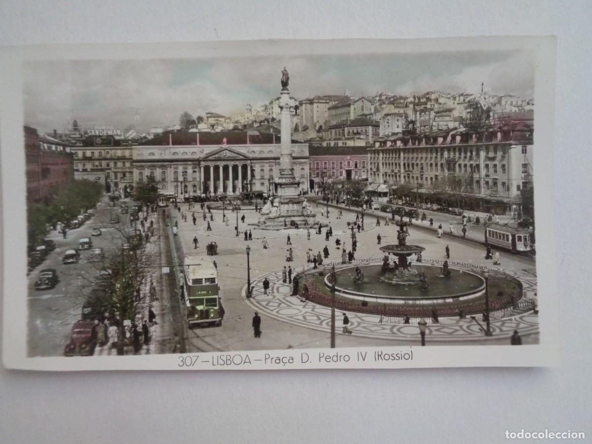 Postales: POSTAL DE LISBOA ( PORTUGAL ): PLAZA DE D. PEDRO IV ( ROSSIO ). COLOREADA A&Ntilde;OS 50