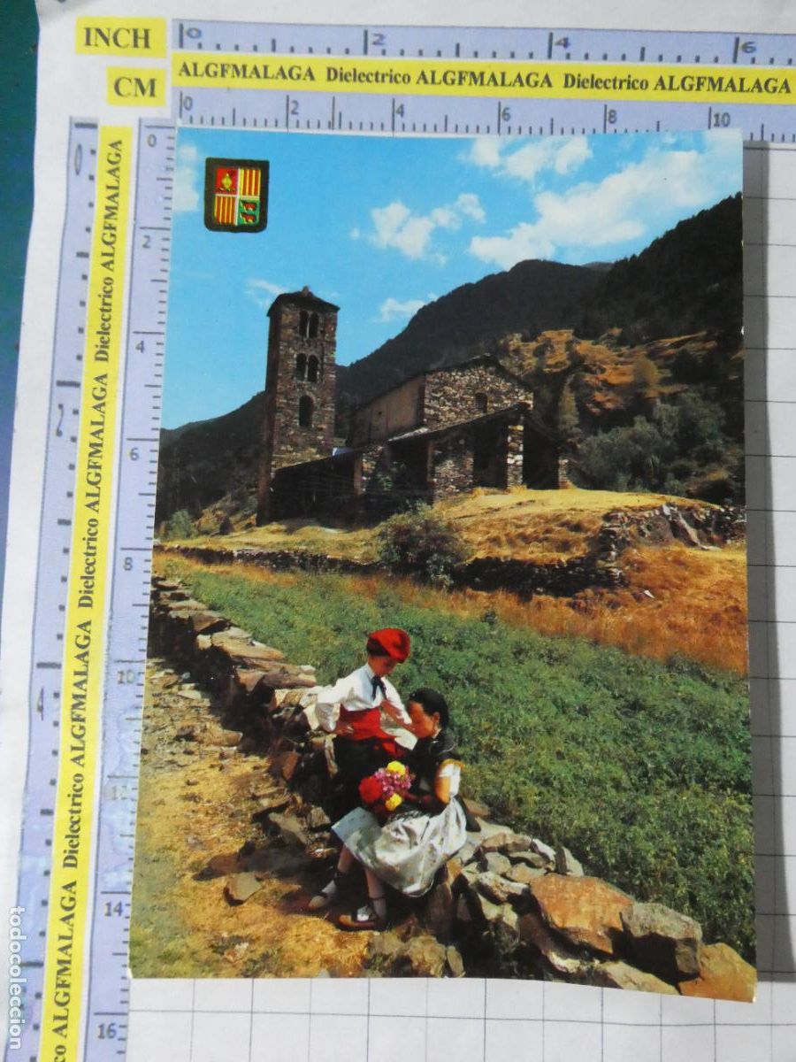 Postales: POSTAL DE ANDORRA. A&Ntilde;O 1963. CANILLO IGLESIA SANT JOAN DE CASSELLES NI&Ntilde;OS 499 ESCUDO ORO. 2936