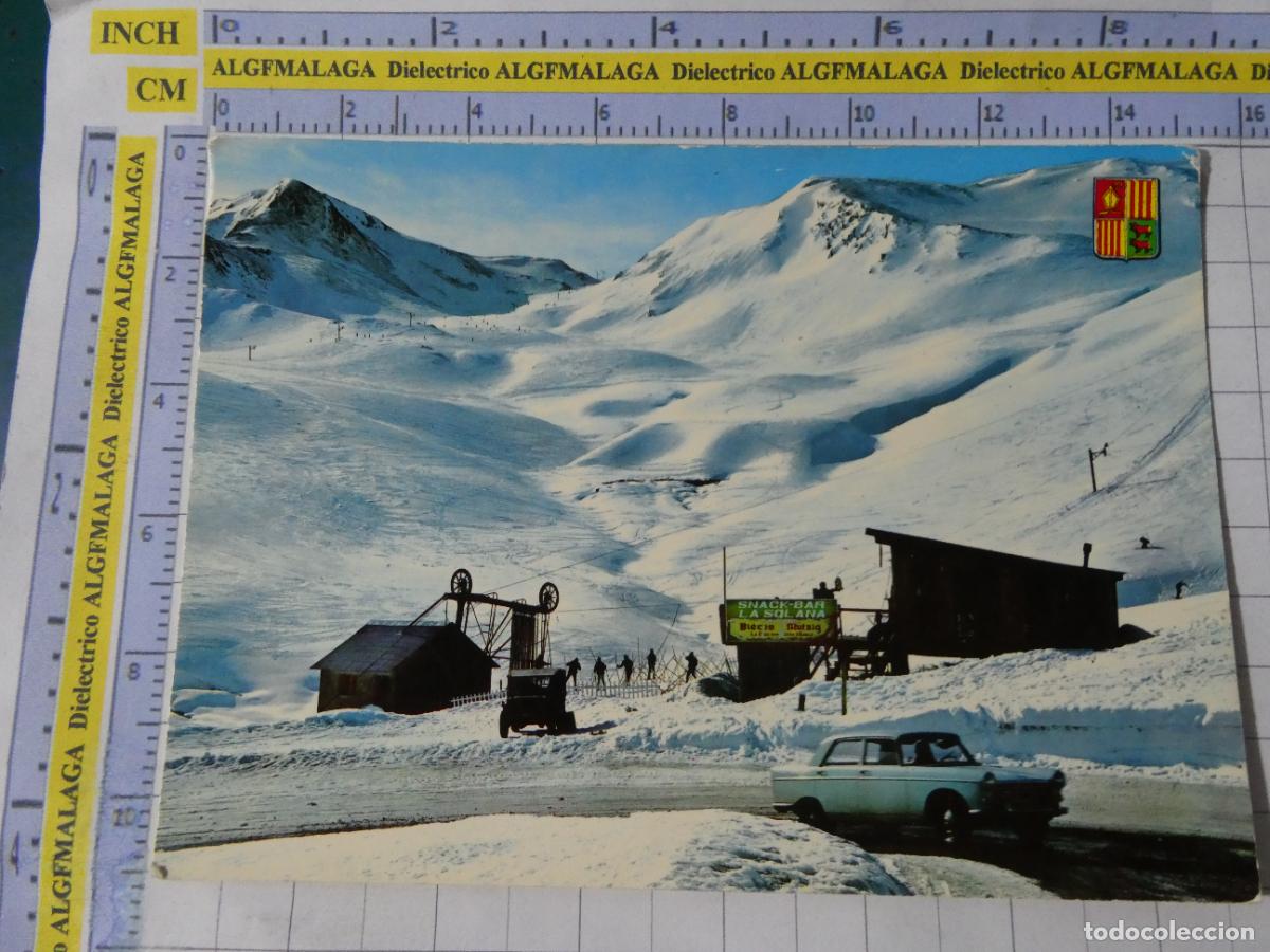 Postales: POSTAL DE ANDORRA. A&Ntilde;O 1966. LA SOLANA PISTAS SKI. SEAT 1500 CERVEZA BIERES MUTZIG. 2937