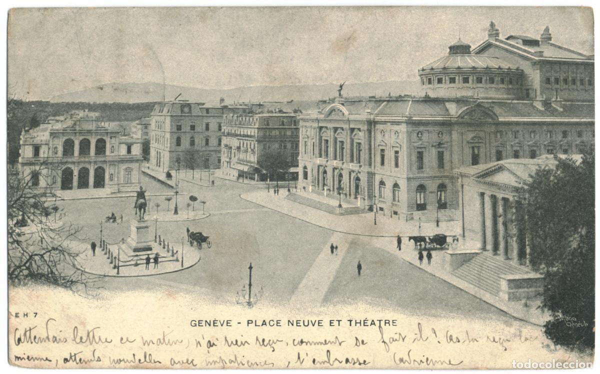 Postales: GEN&Egrave;VE_Place Neuve et Th&eacute;&acirc;tre_EH; 7 / Teatros Suiza
