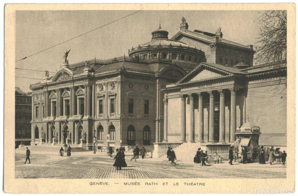 Postales: GEN&Egrave;VE_Mus&eacute;e Rath et le Th&eacute;&acirc;tre_Jaeger; 2204 / Teatros Suiza