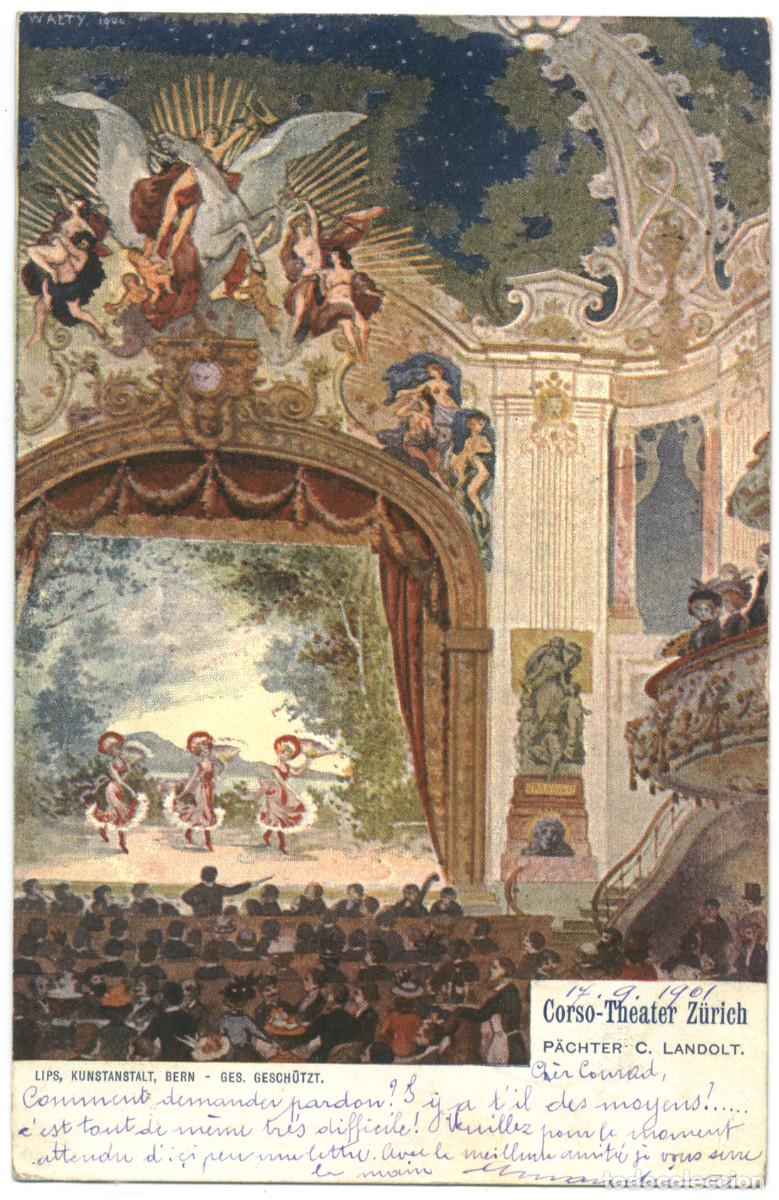Postales: Z&Uuml;RICH_Corso-Theater_P&auml;chter C. Landolt_Lips / Teatros Suiza