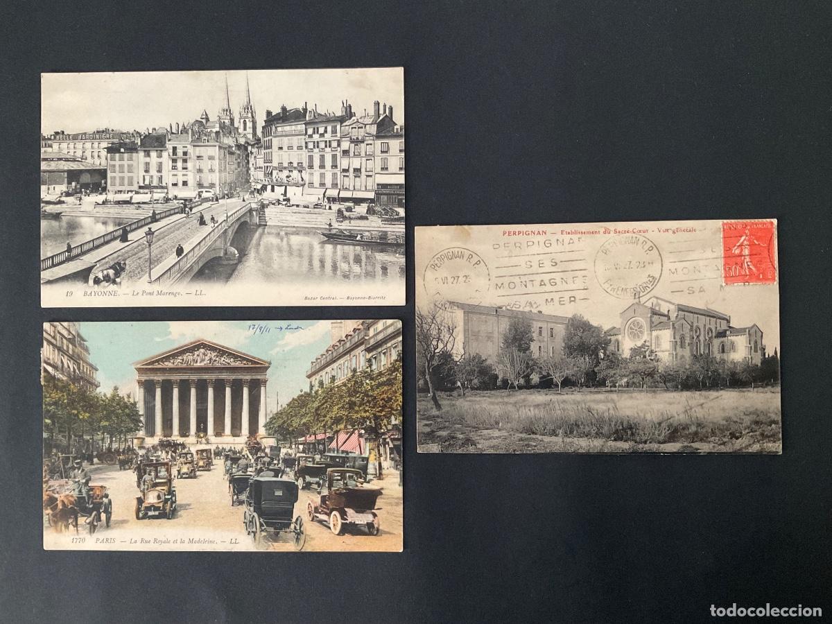 Postales: Lote de 3 postales francesas antiguas &ndash; Par&iacute;s, Bayona y Perpi&ntilde;&aacute;n, principios del siglo XX