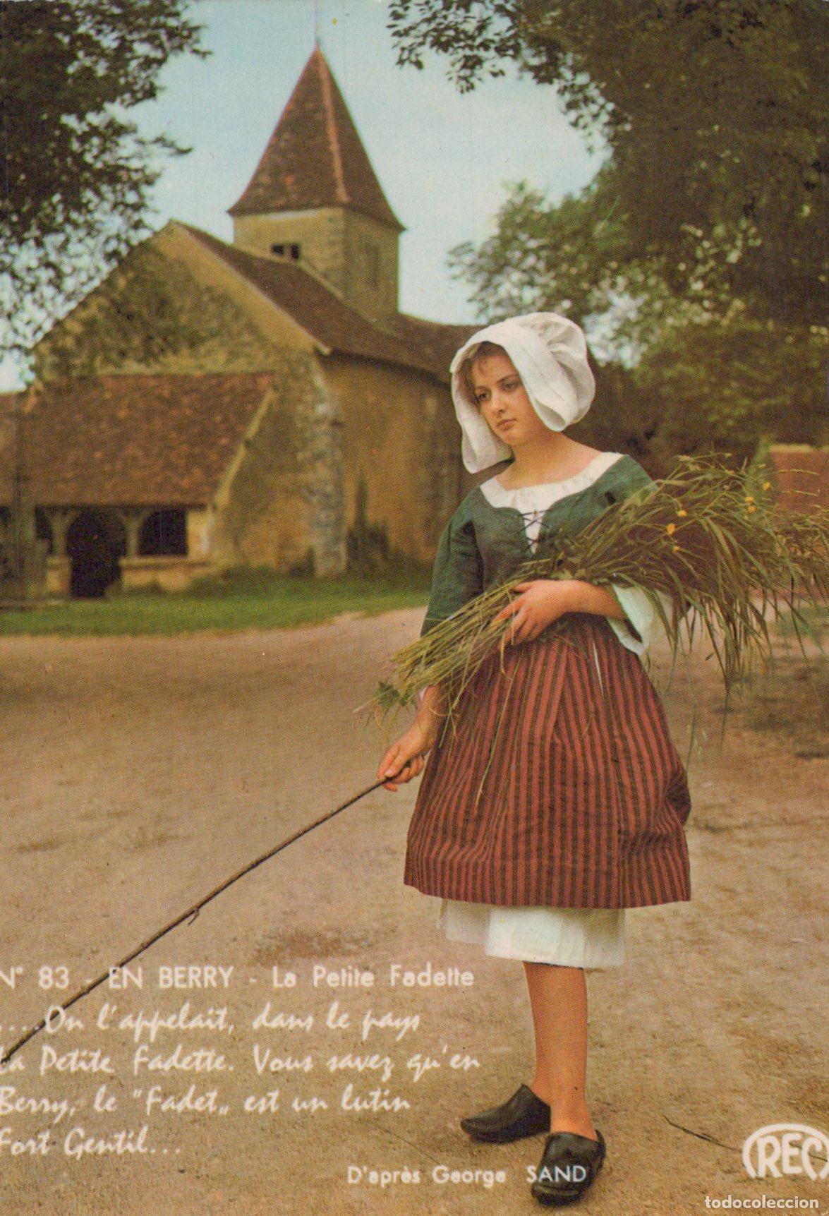 Cartoline: France Ligni&egrave;res Sc&egrave;ne Rurale Jeune Femme en Costume Traditionnel la *YAH443