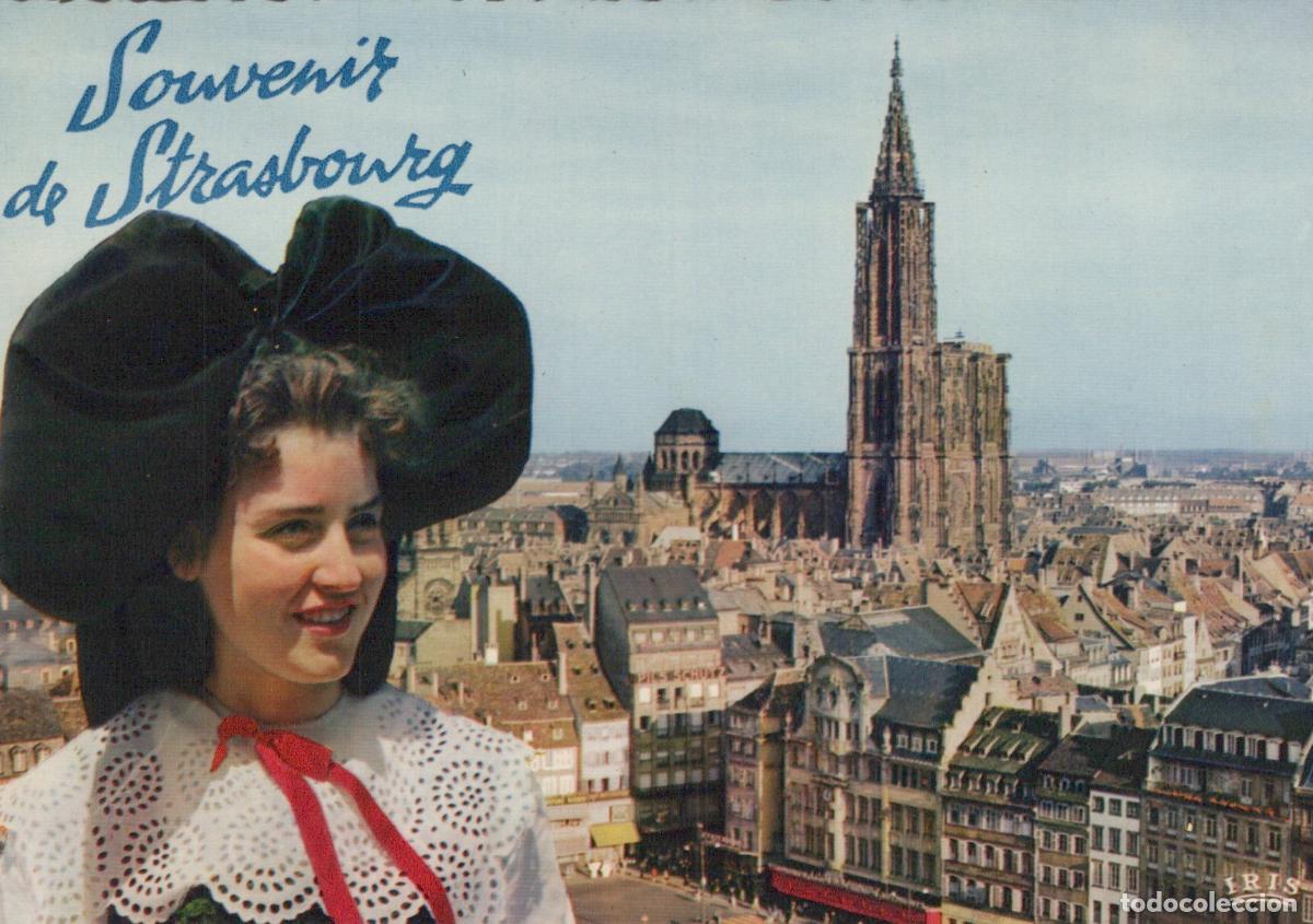 Postais: France Strasbourg Femme en Costume Alsacien Cath&eacute;drale *YAH630