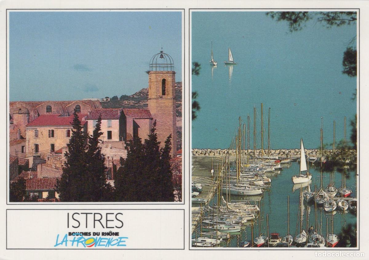 Postais: France Istres Bouches du Rh&ocirc;ne Vue Ville Clocher et Port Bateaux Post&eacute;e *YAH674
