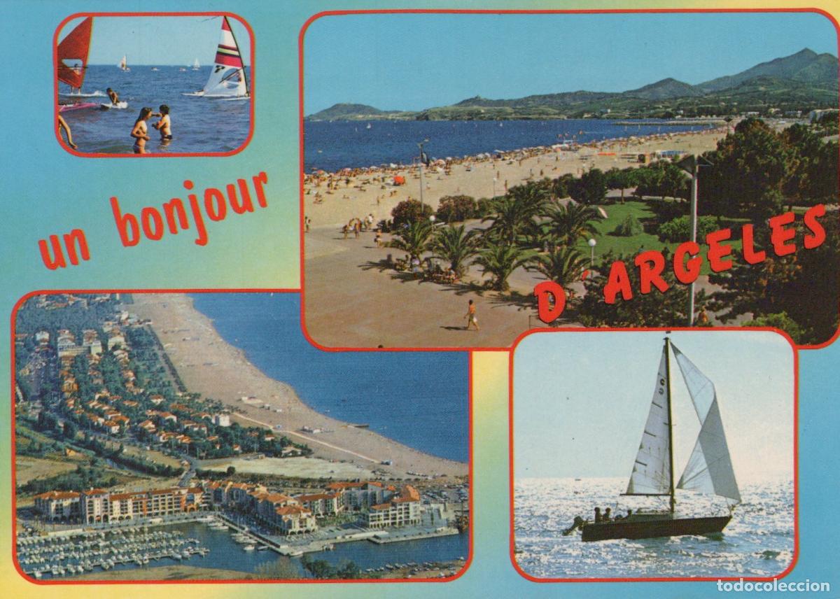 Cartes Postales: France Argeles sur Mer Plage Port Voiliers Baigneurs Circul&eacute;e *YAH714