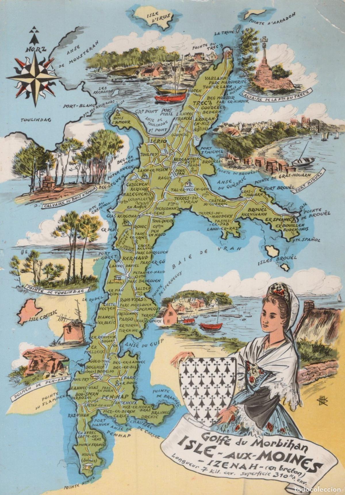 Postkarten: France Chartres Golfe du Morbihan Bretagne Carte &Icirc;le Aux Real Photo *YAH546