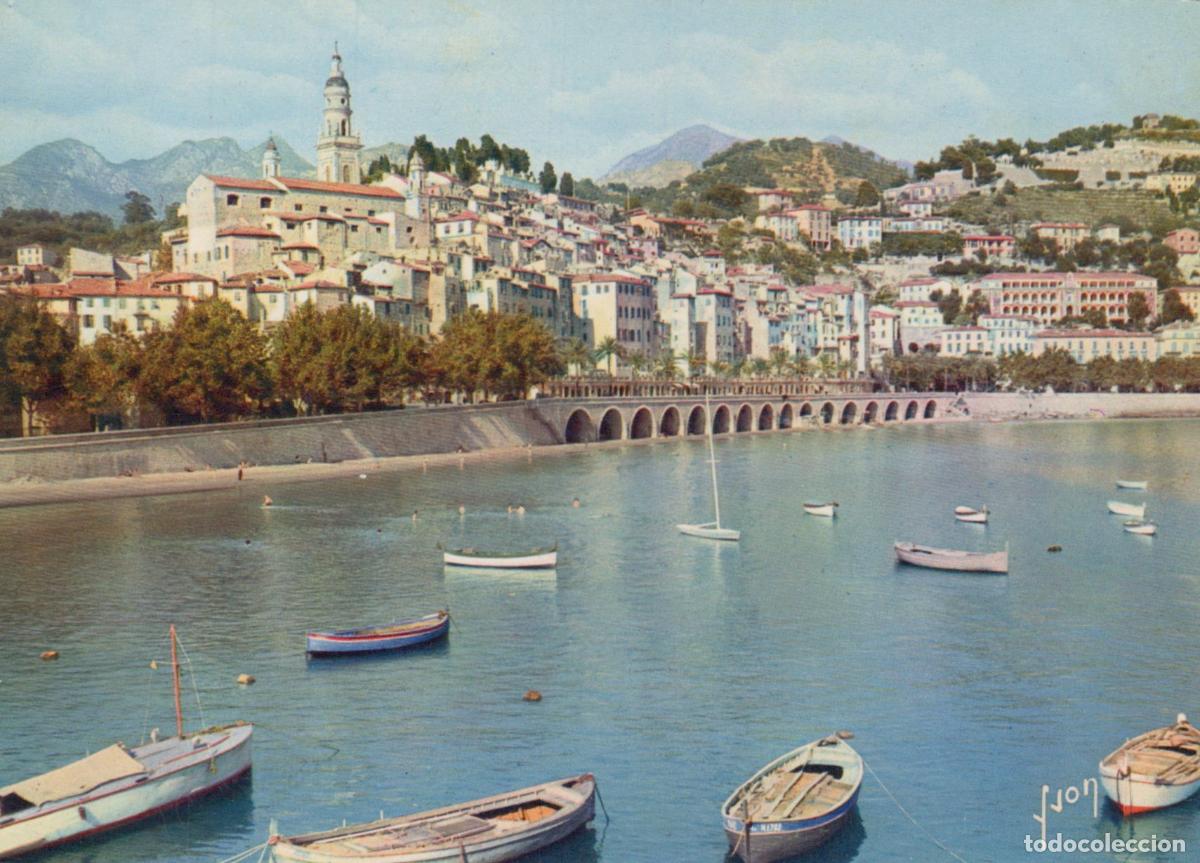 Postkarten: France Menton La Vieille Ville et le Port C&ocirc;te D Azur Unposted *YAH839