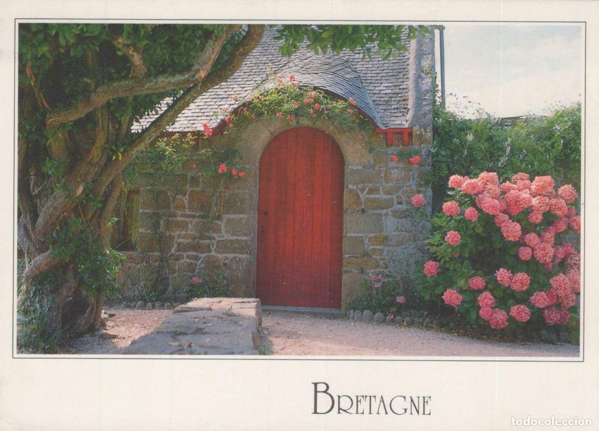 Postais: France Bretagne Maison Typique Porte Rouge Fleurs Hydrangeas *YAH868