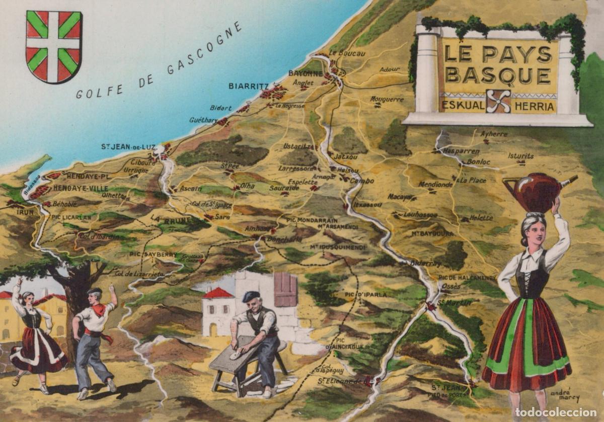 Cartoline: France Illustrated Map of the Basque Country *YAK005