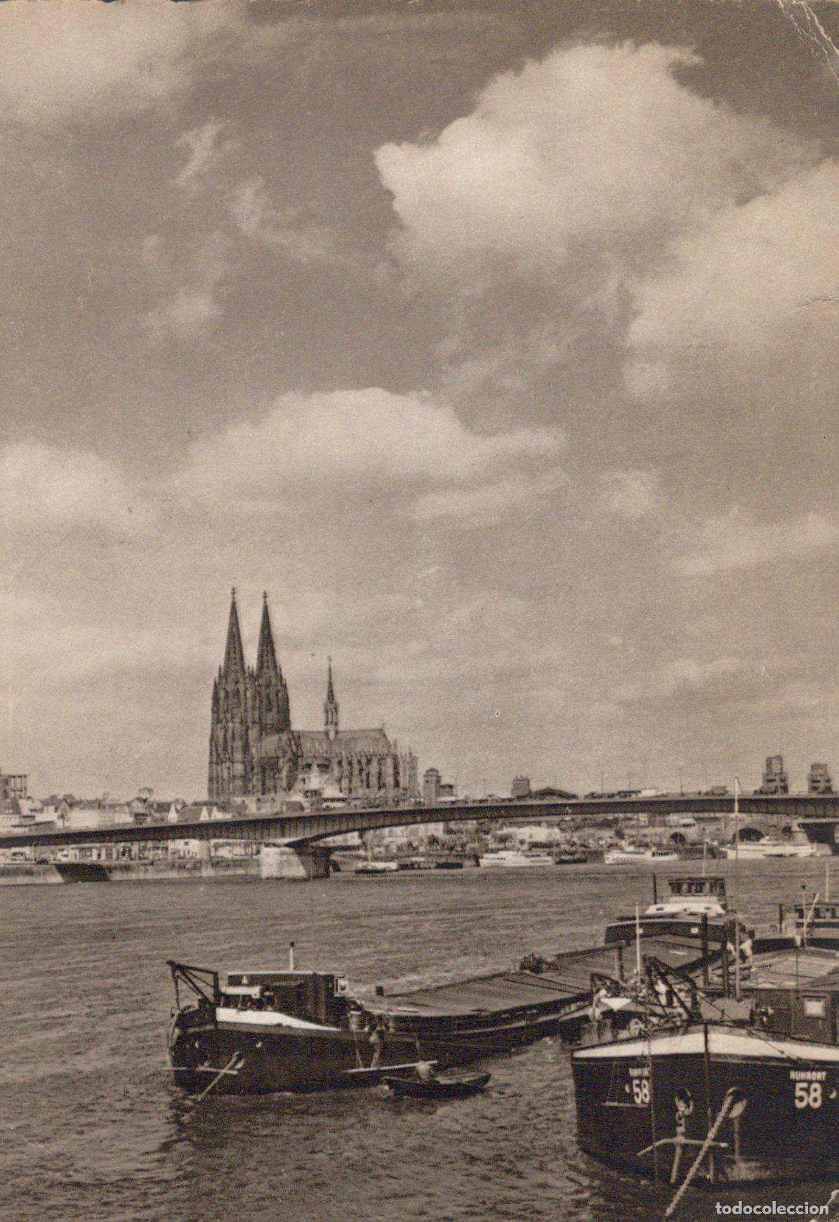 Postkarten: Germany Cologne Nordrhein Westfalen Dom mit Rheinbrucke und Schiffen *YAK106