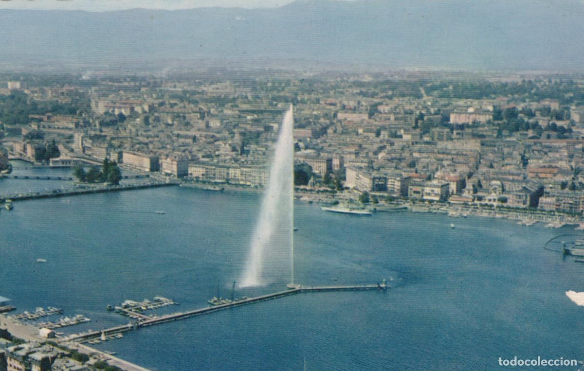 Cartoline: Switzerland Geneva View Aerial la Rade du Jet Eau Posted *YAK253
