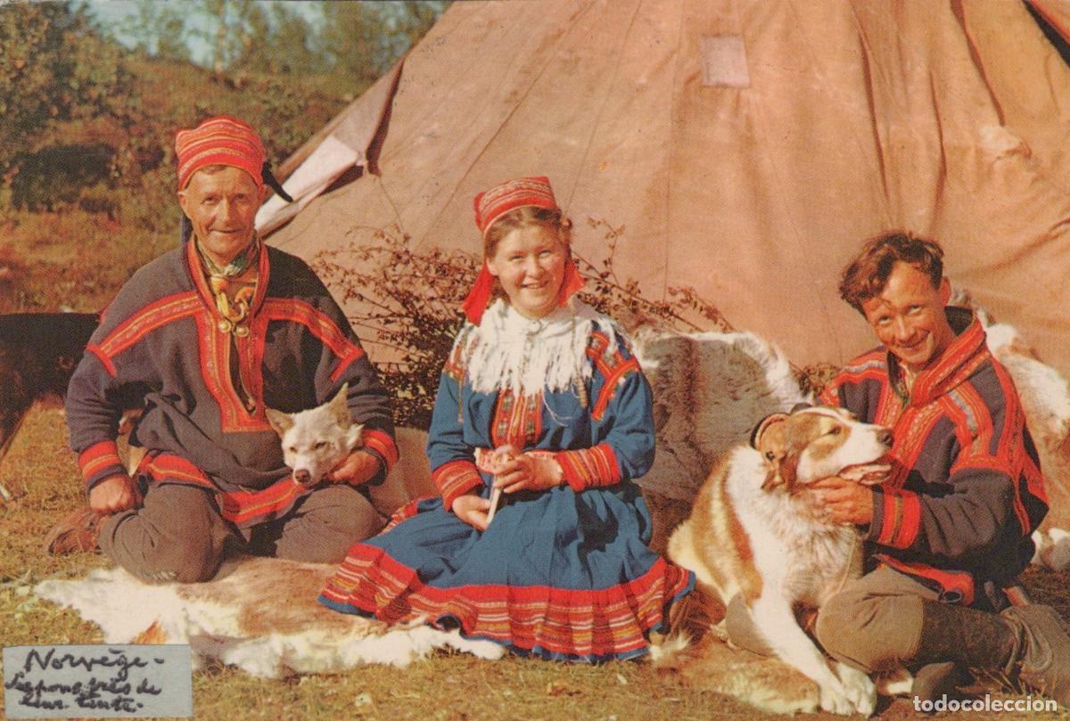 Cartoline: Norway Arctic Circle Sami People Tent and Dogs *YAK286