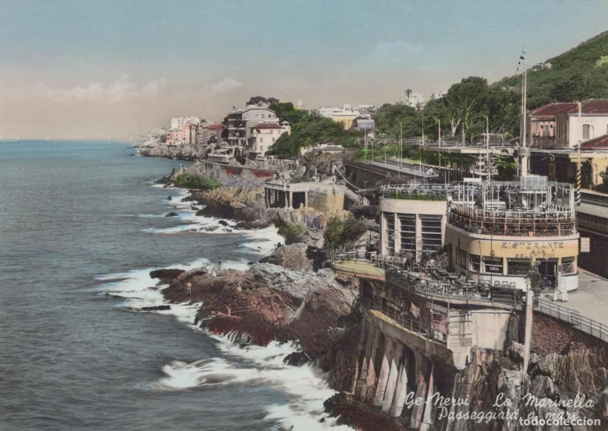 Cartoline: Italy Genova Nervi la Marinella Passeggiata Mare Real Photo Unposted *YAK426