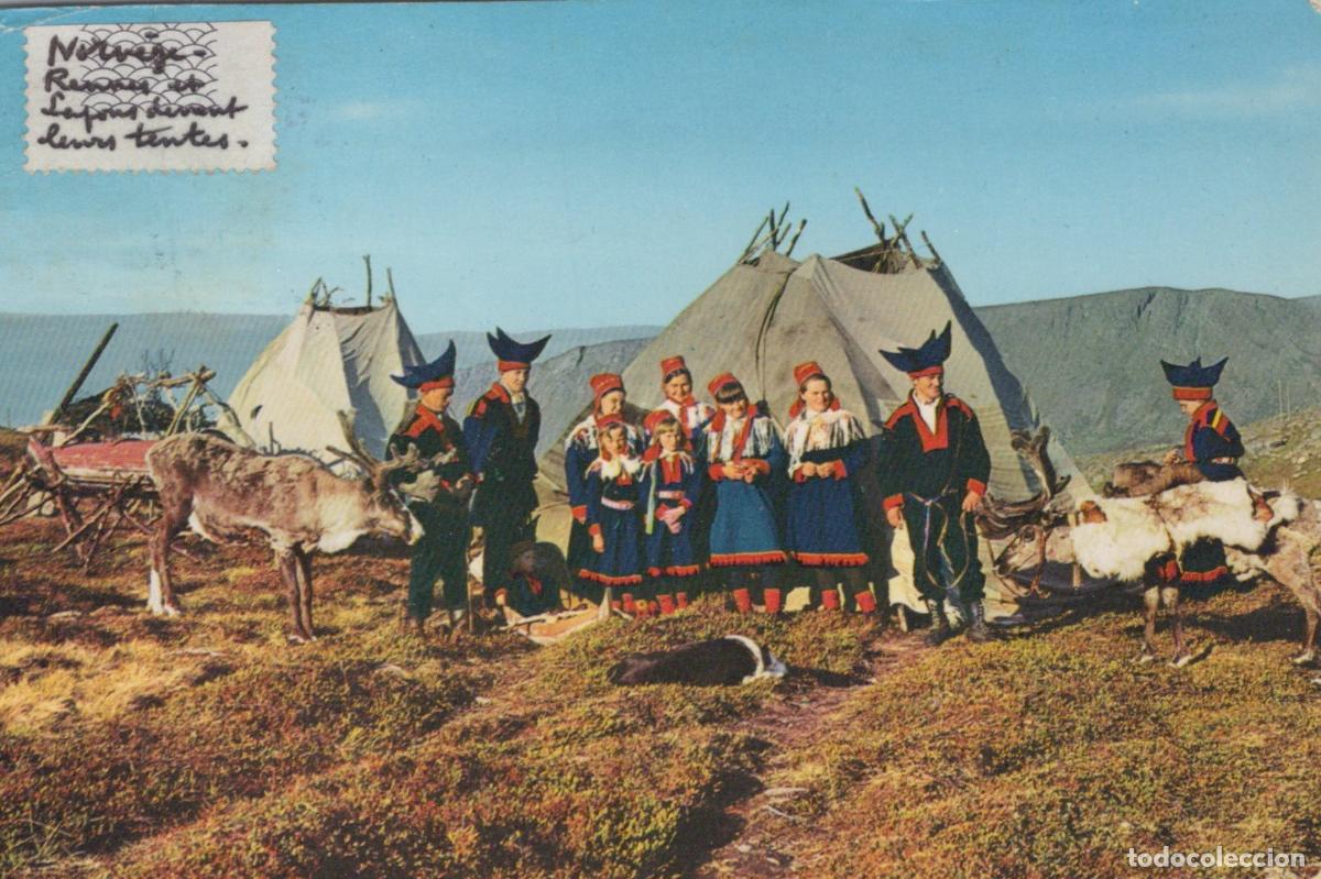 Cartoline: Norway Reindeer and Sami People in Traditional Costumes Tents Mountains *YAK285