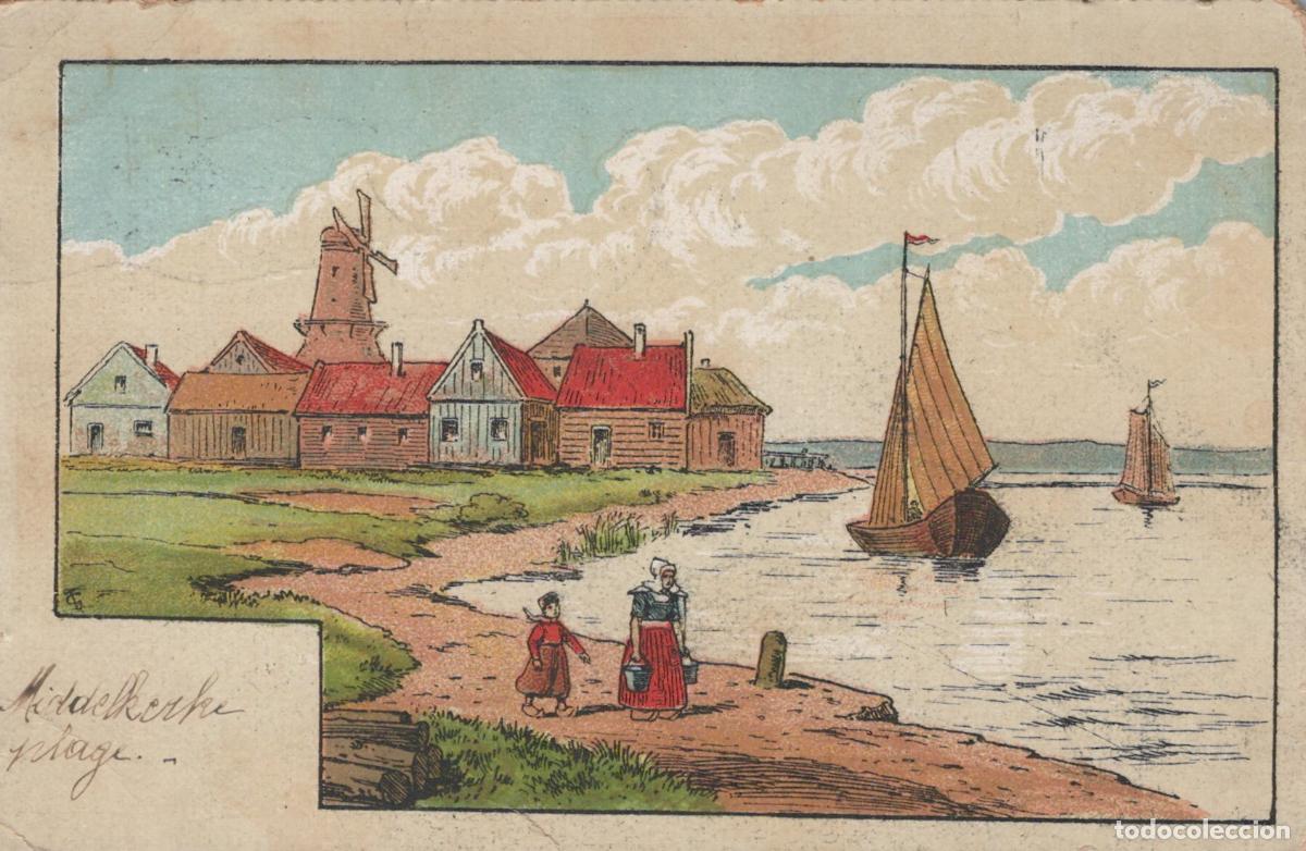 Cartoline: Belgium Middelkerke Flandre Occidentale Landscape Marin Moulin Bateaux *YAK294