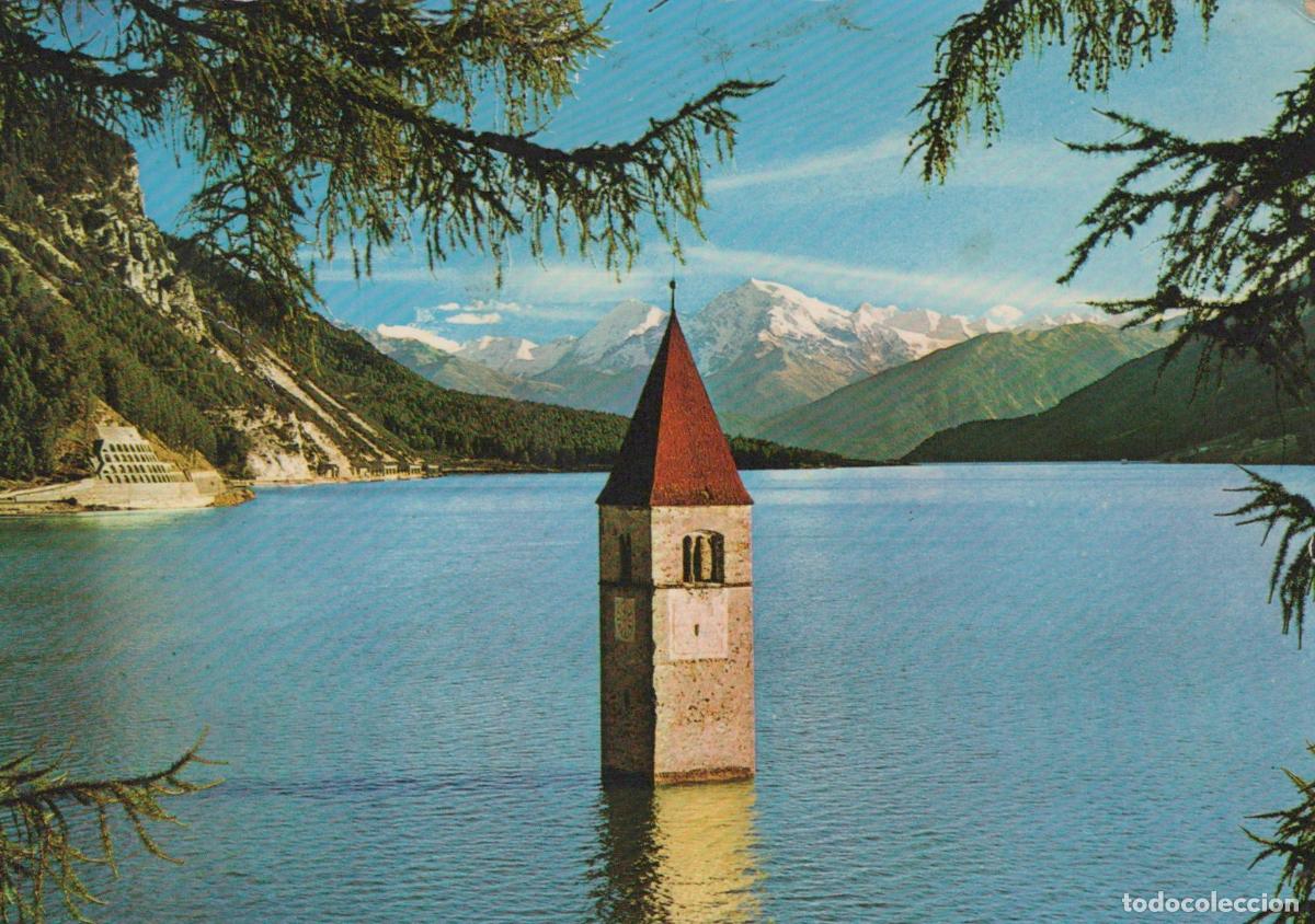 Postais: Italy Curon Venosta Alta Campanile Sommerso Nel Lago Resia Dolomiti *YAK375