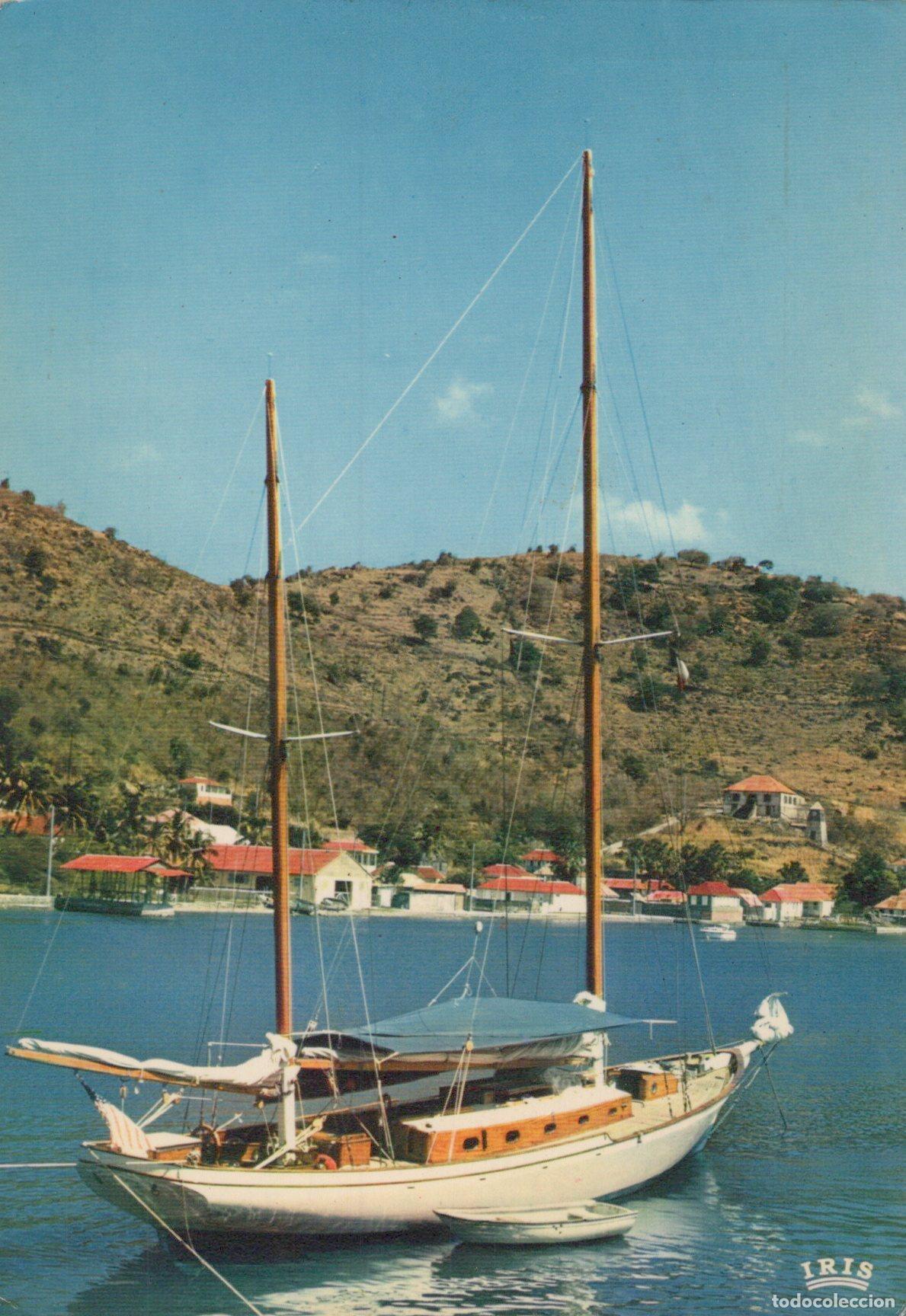 Postkarten: France Deshaies Basse Terre Voilier Bateau Mer Landscape Posted *YAK662