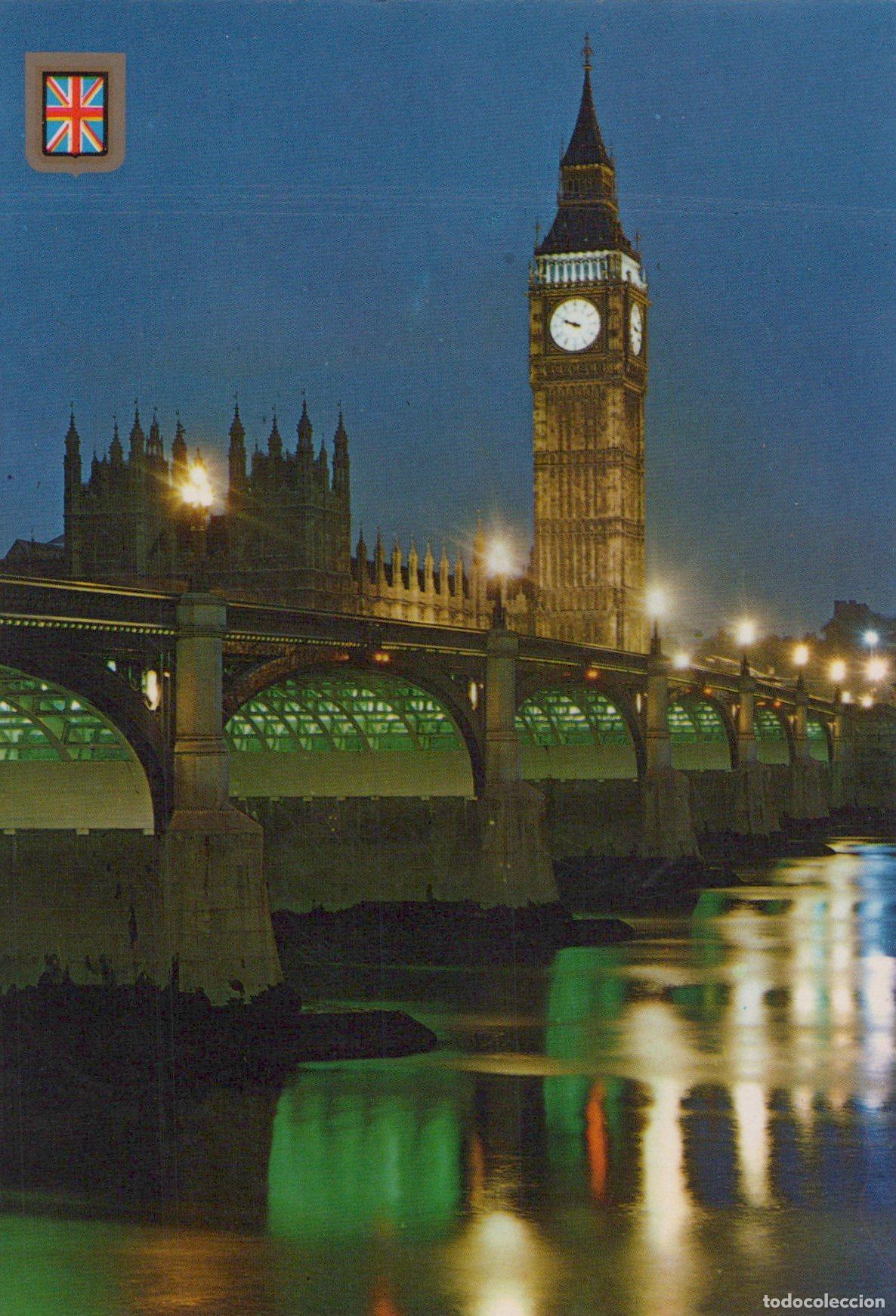 Postcards: United Kingdom London Big Ben and Westminster Bridge By Night Unposted *YAK529